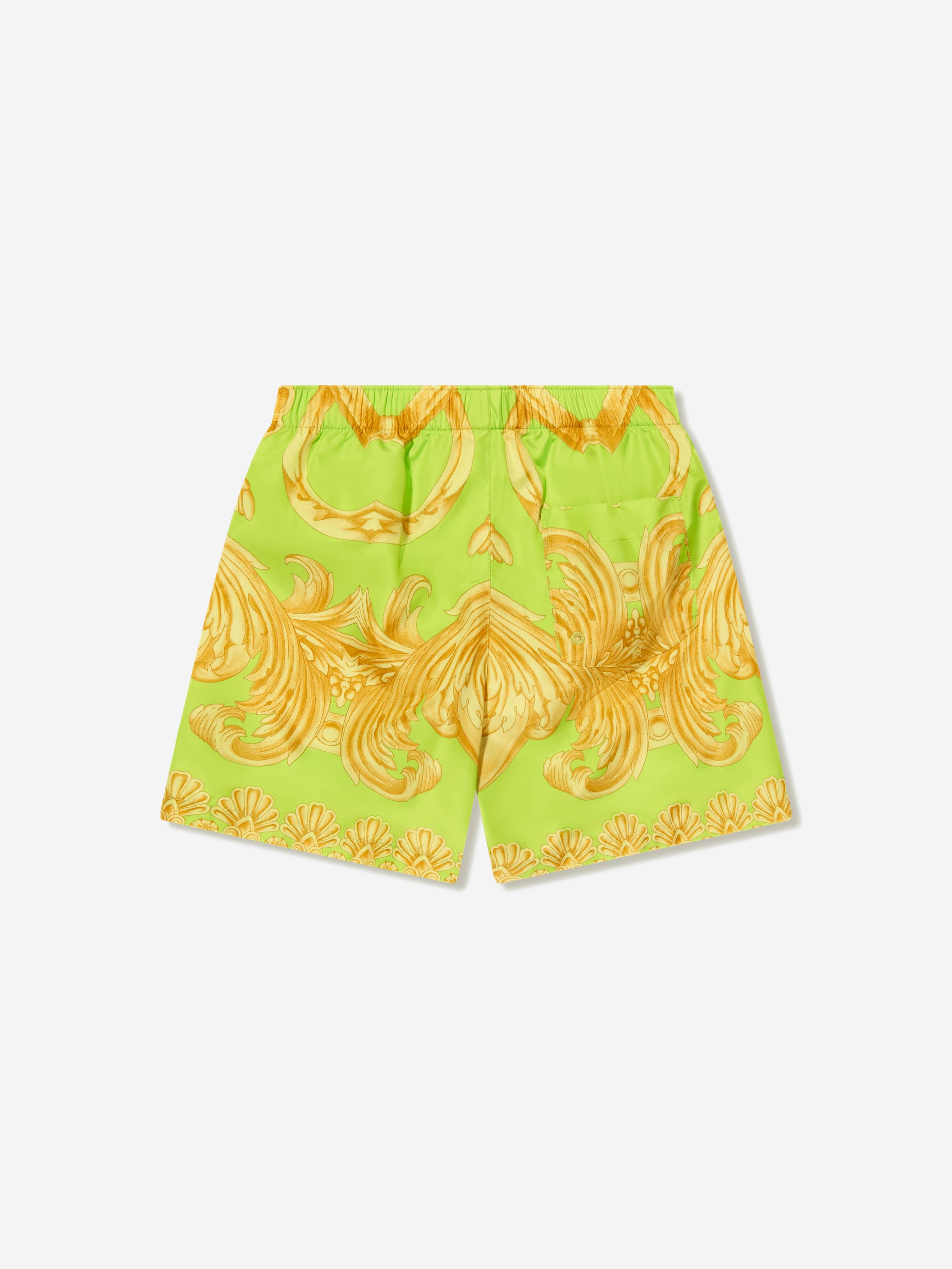 Versace Boys Barocco Swim Shorts in Lime