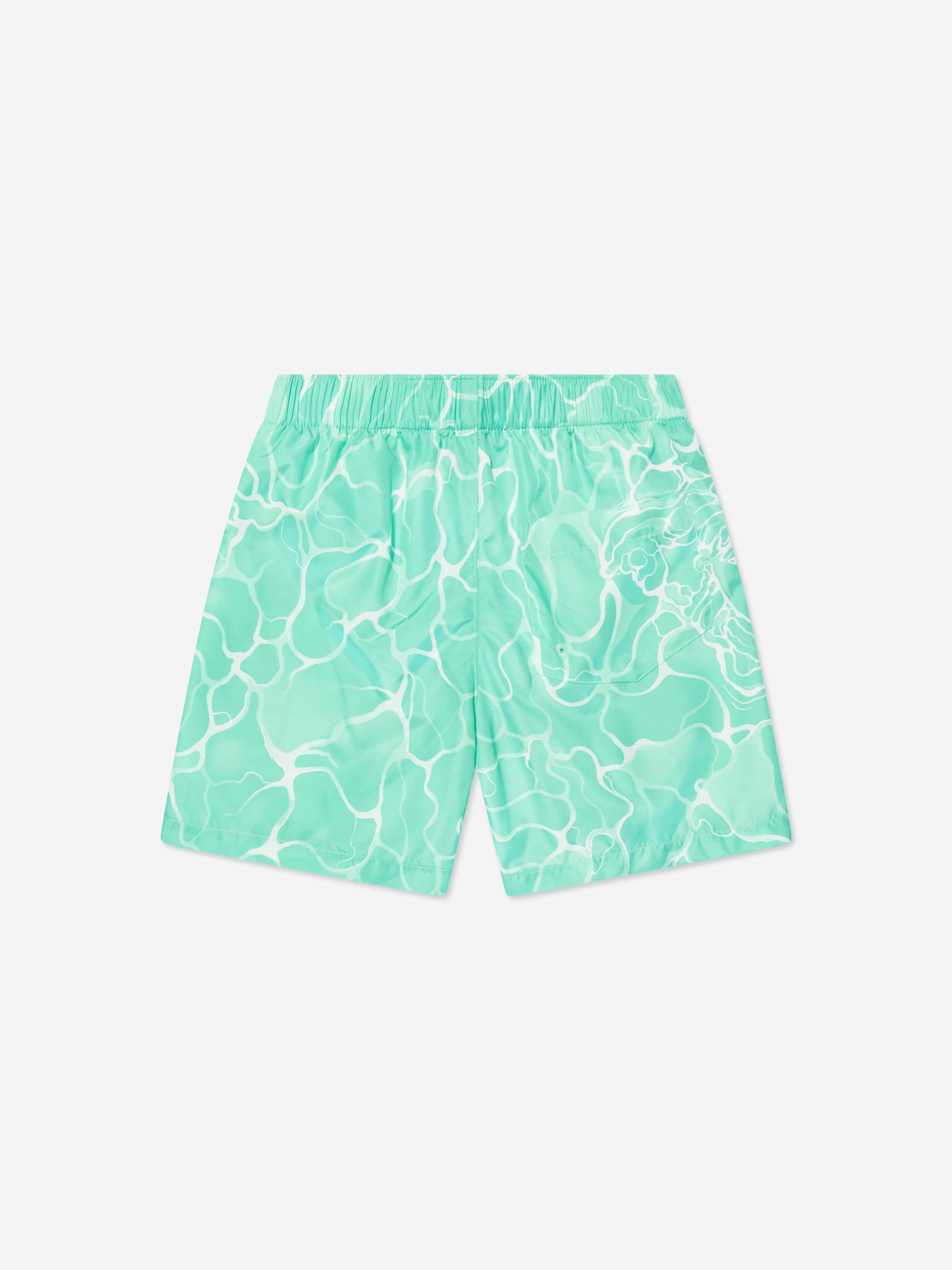 Versace Boys Pool Print Swim Shorts in Aquamarine