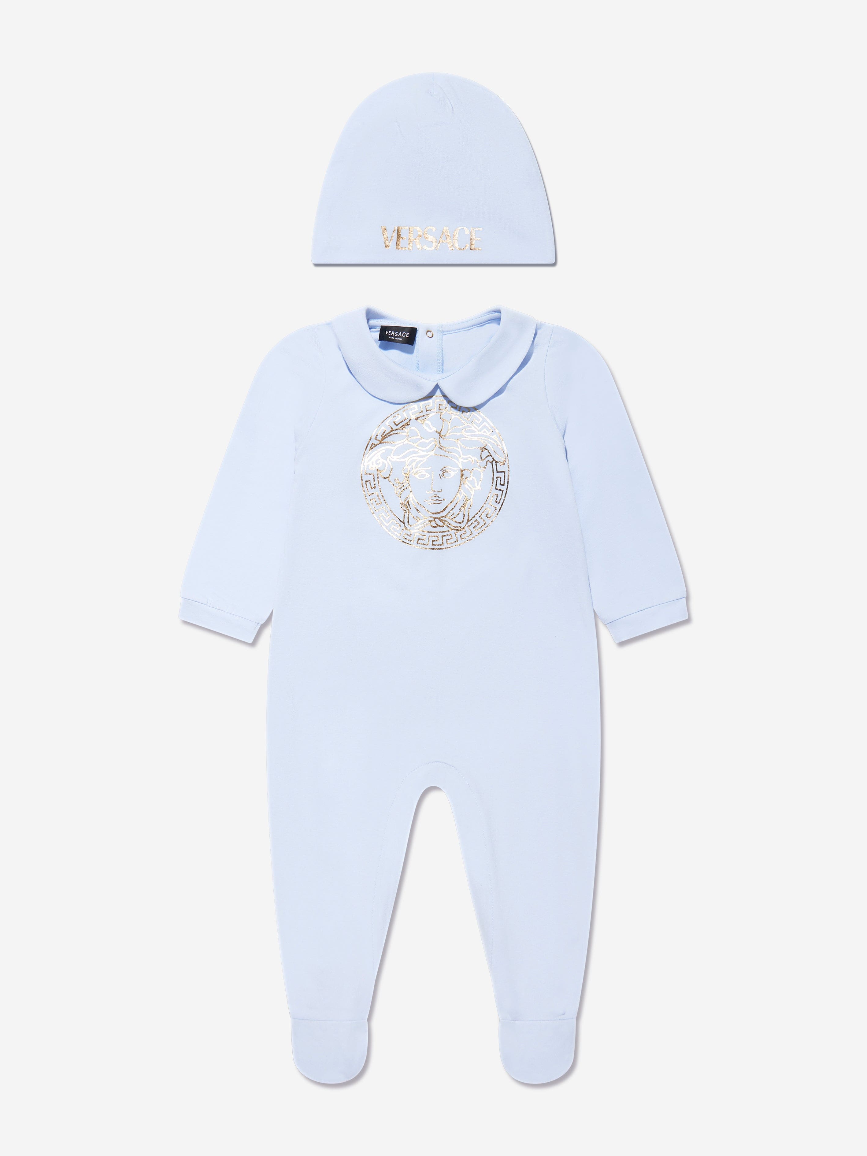 Versace Baby Boys Babygrow Gift Set (2 Piece) in Blue