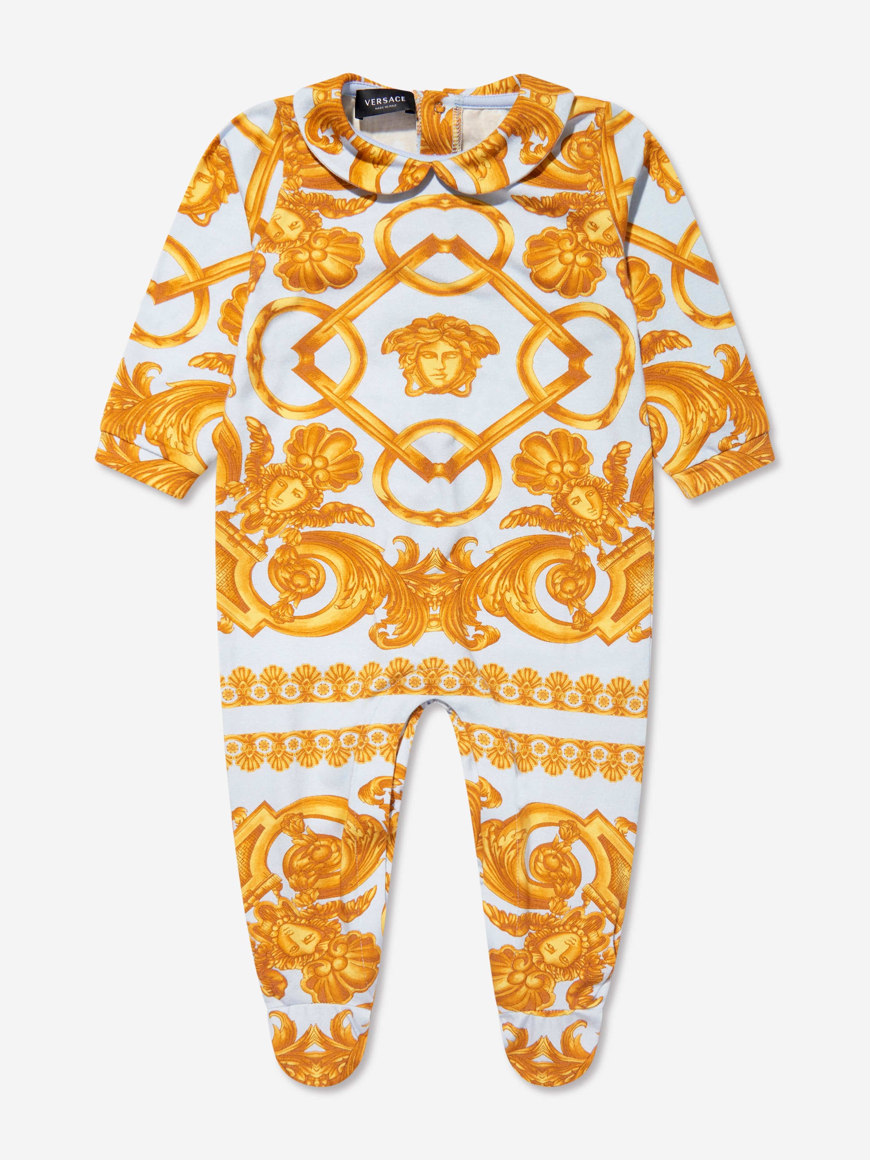 Versace Baby Boys Babygrow And Hat Gift Set in Blue