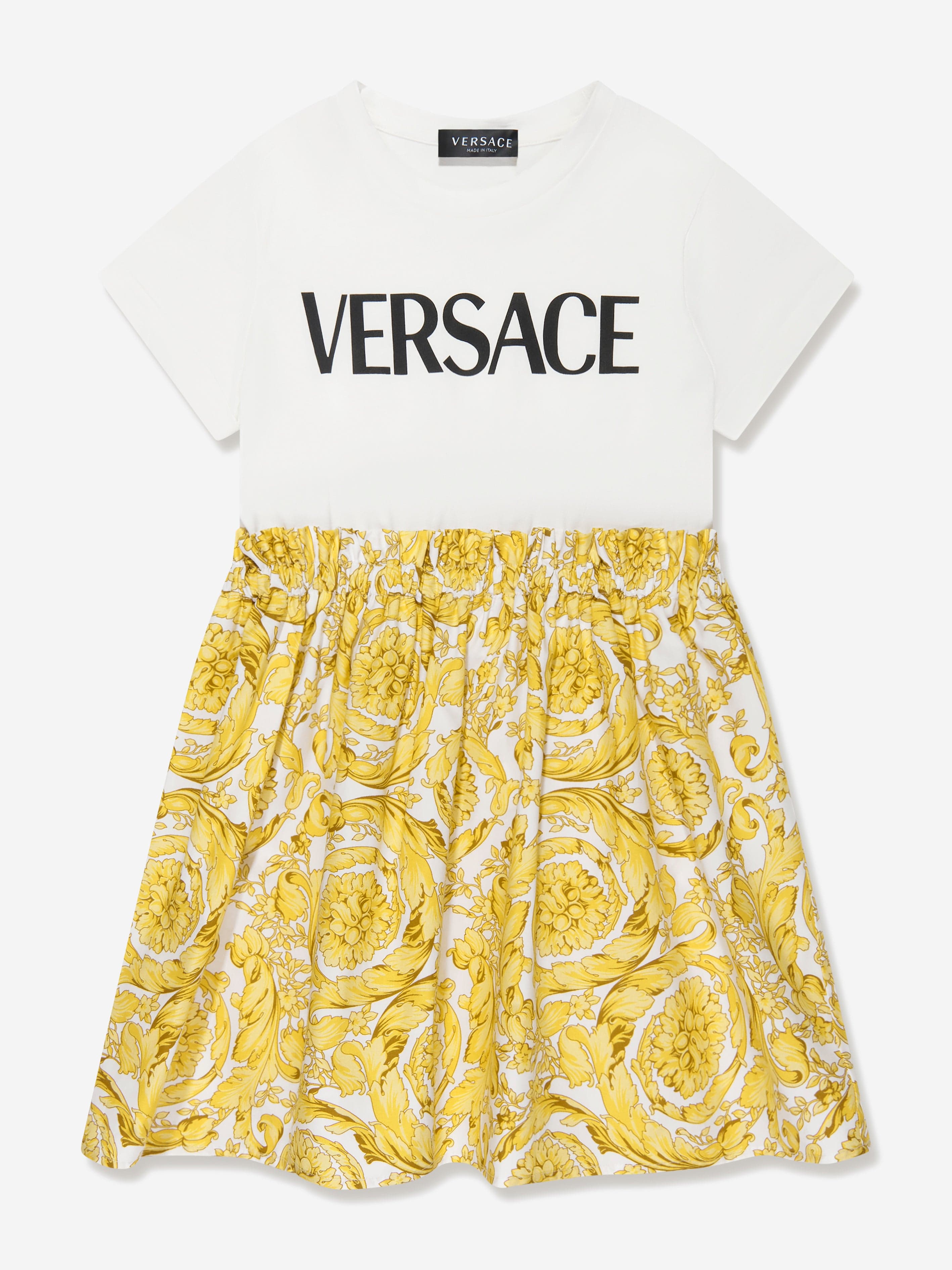 Versace Girls Barocco Logo Dress in White