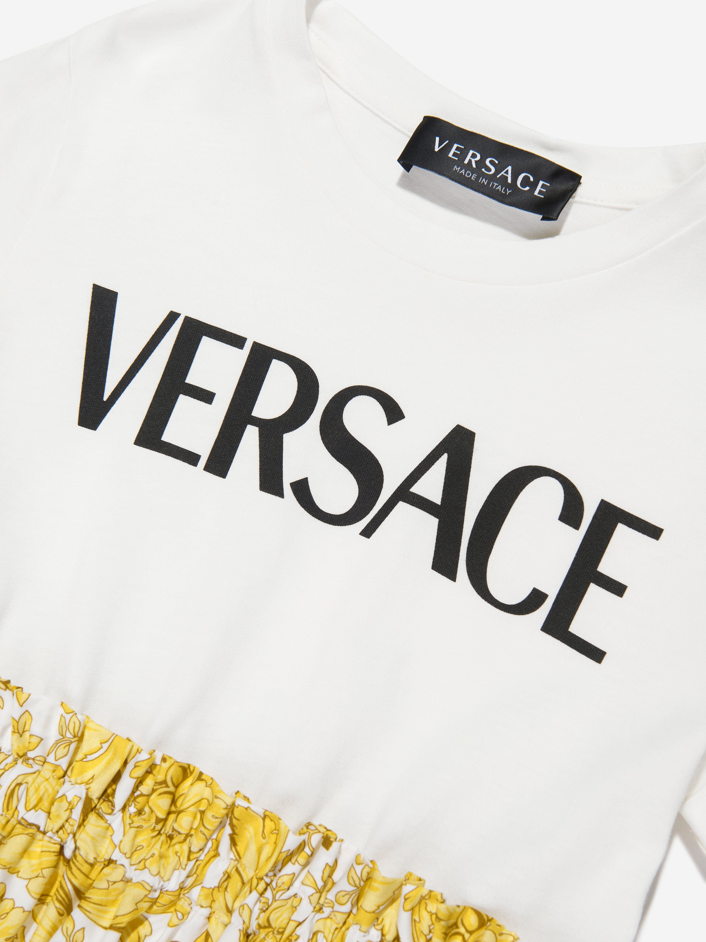 Versace Girls Barocco Logo Dress in White