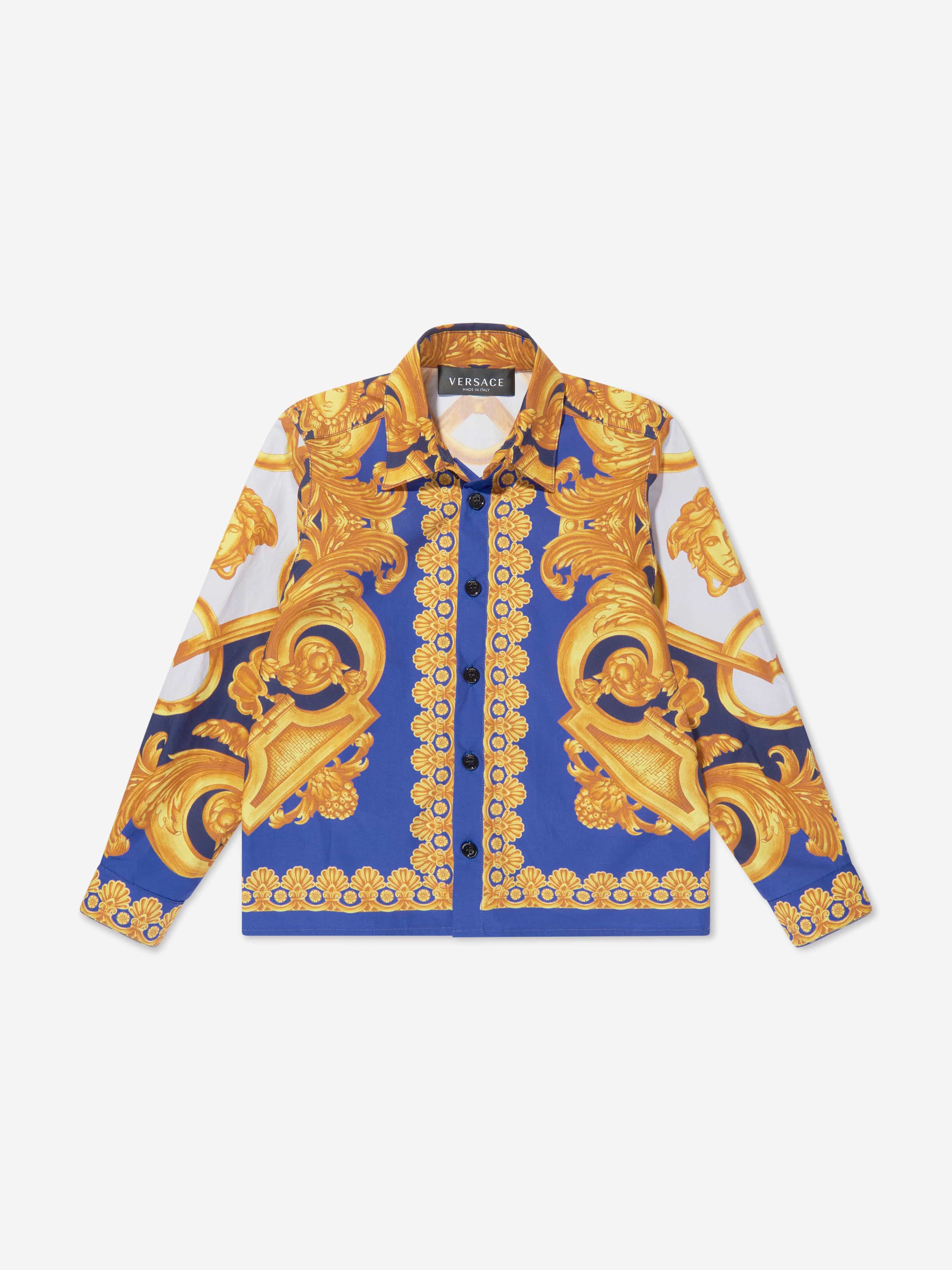 Versace Boys Barocco Shirt in Blue