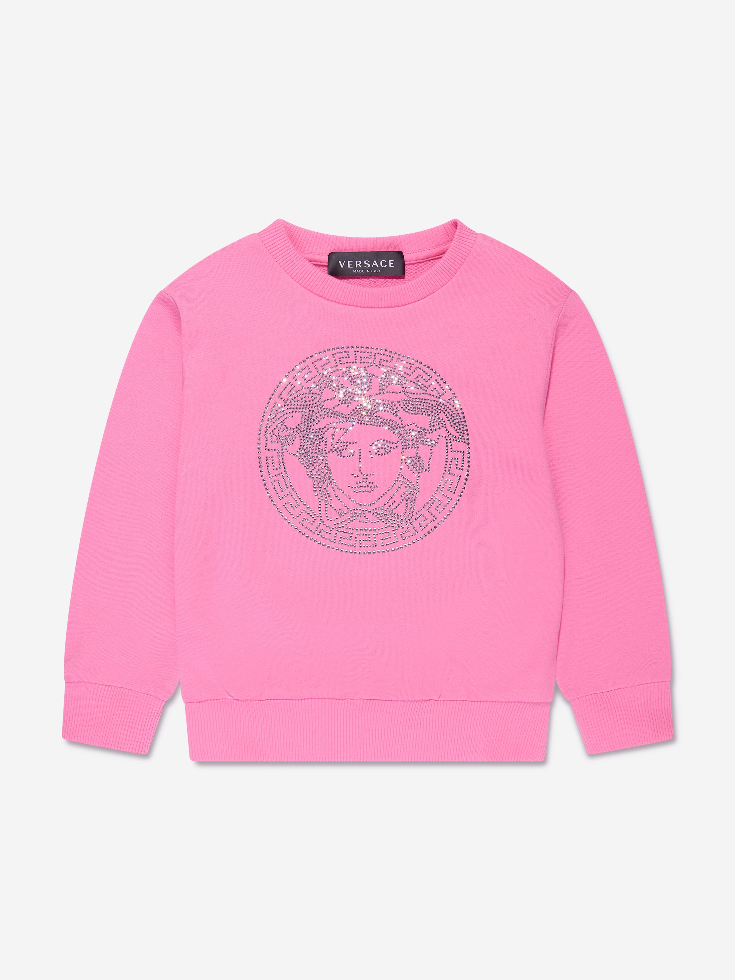 Versace Girls Crystal Logo Sweatshirt in Pink