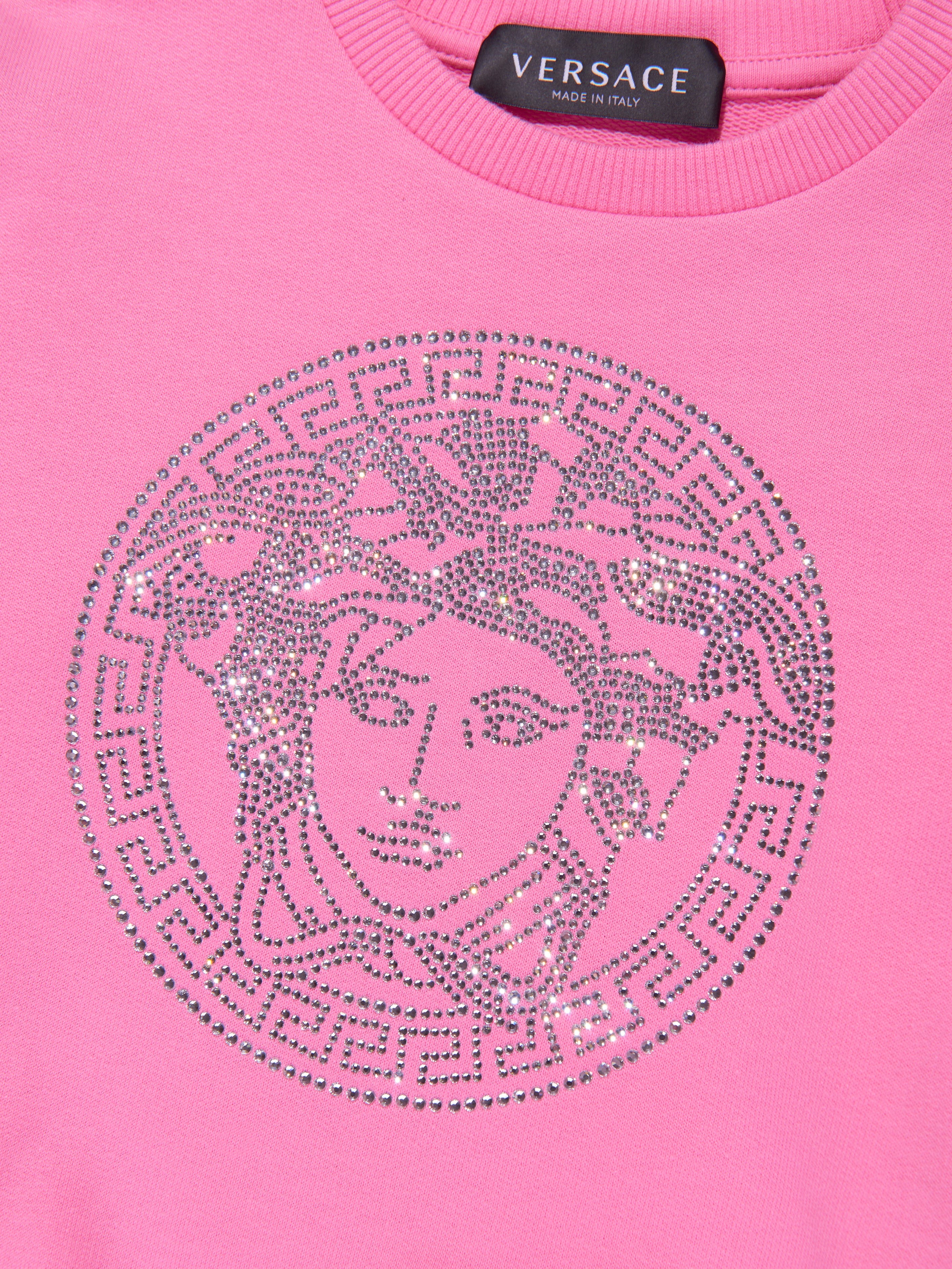 Versace Girls Crystal Logo Sweatshirt in Pink