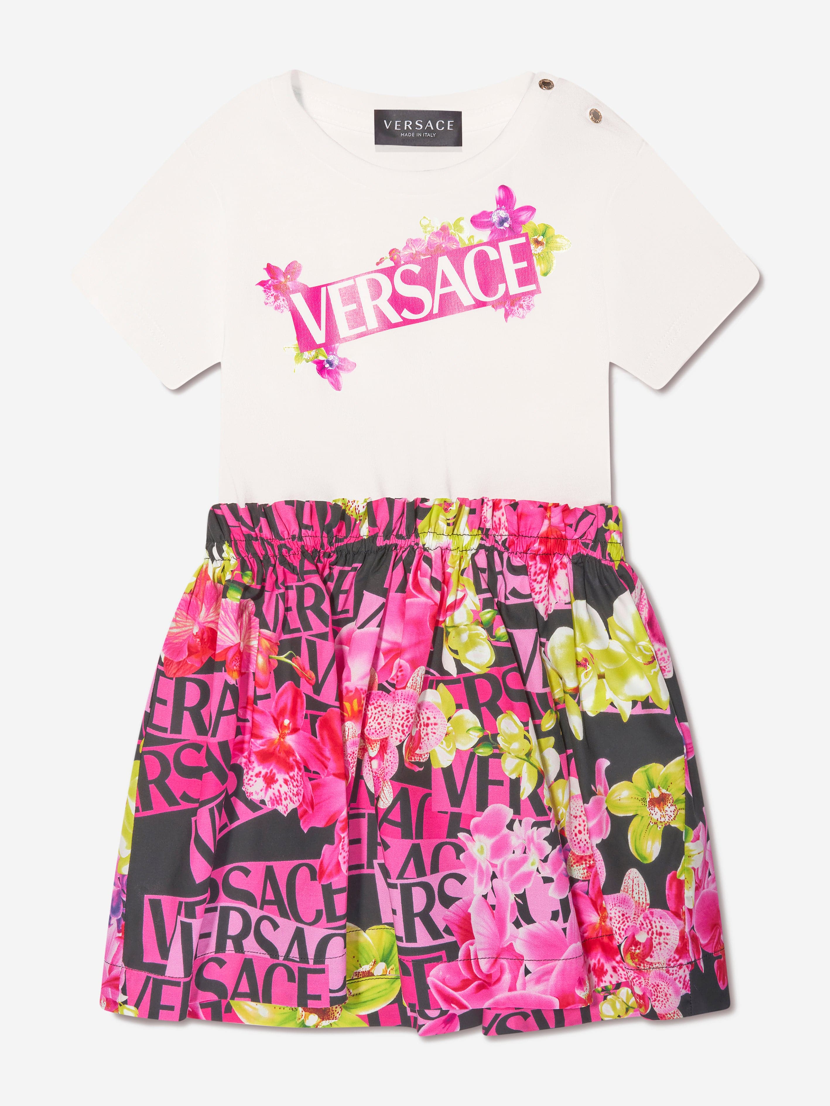 Versace Baby Girls Orchid Logo Dress in Multicolour