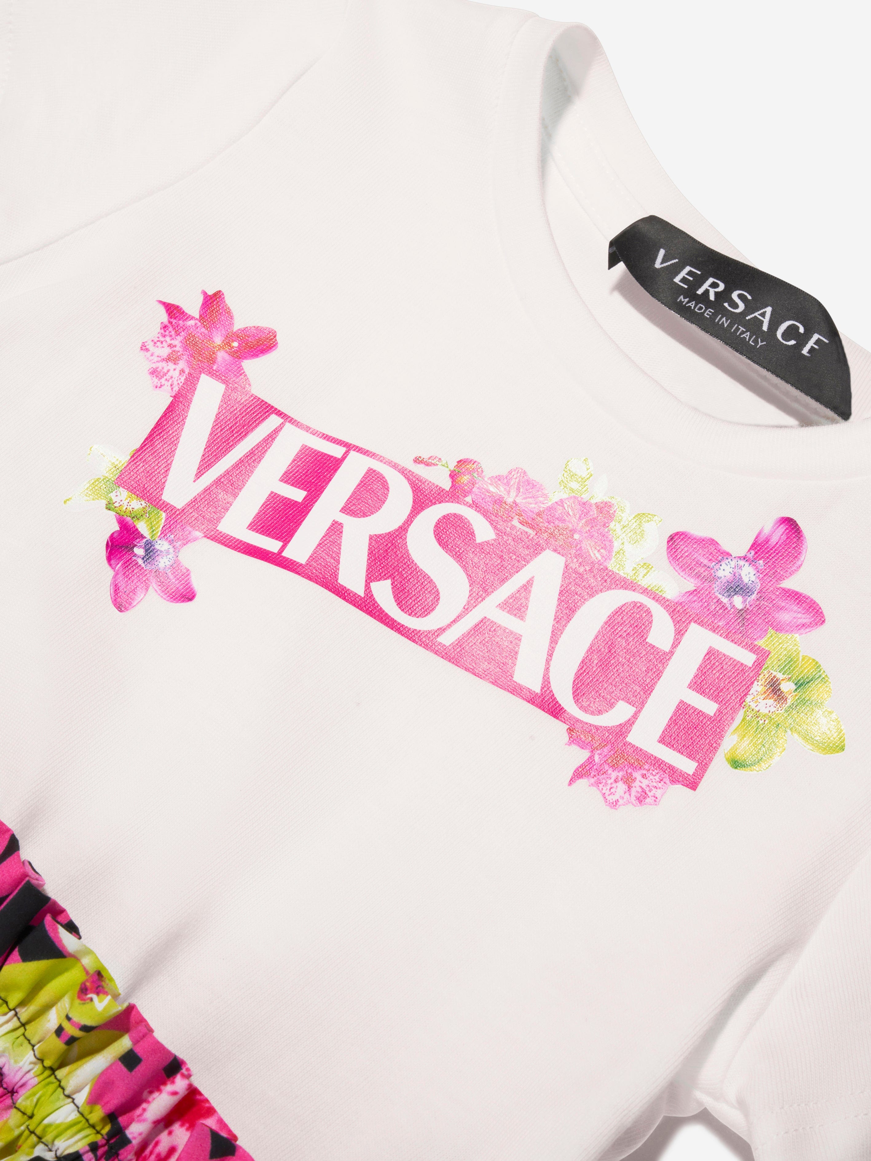 Versace Baby Girls Orchid Logo Dress in Multicolour