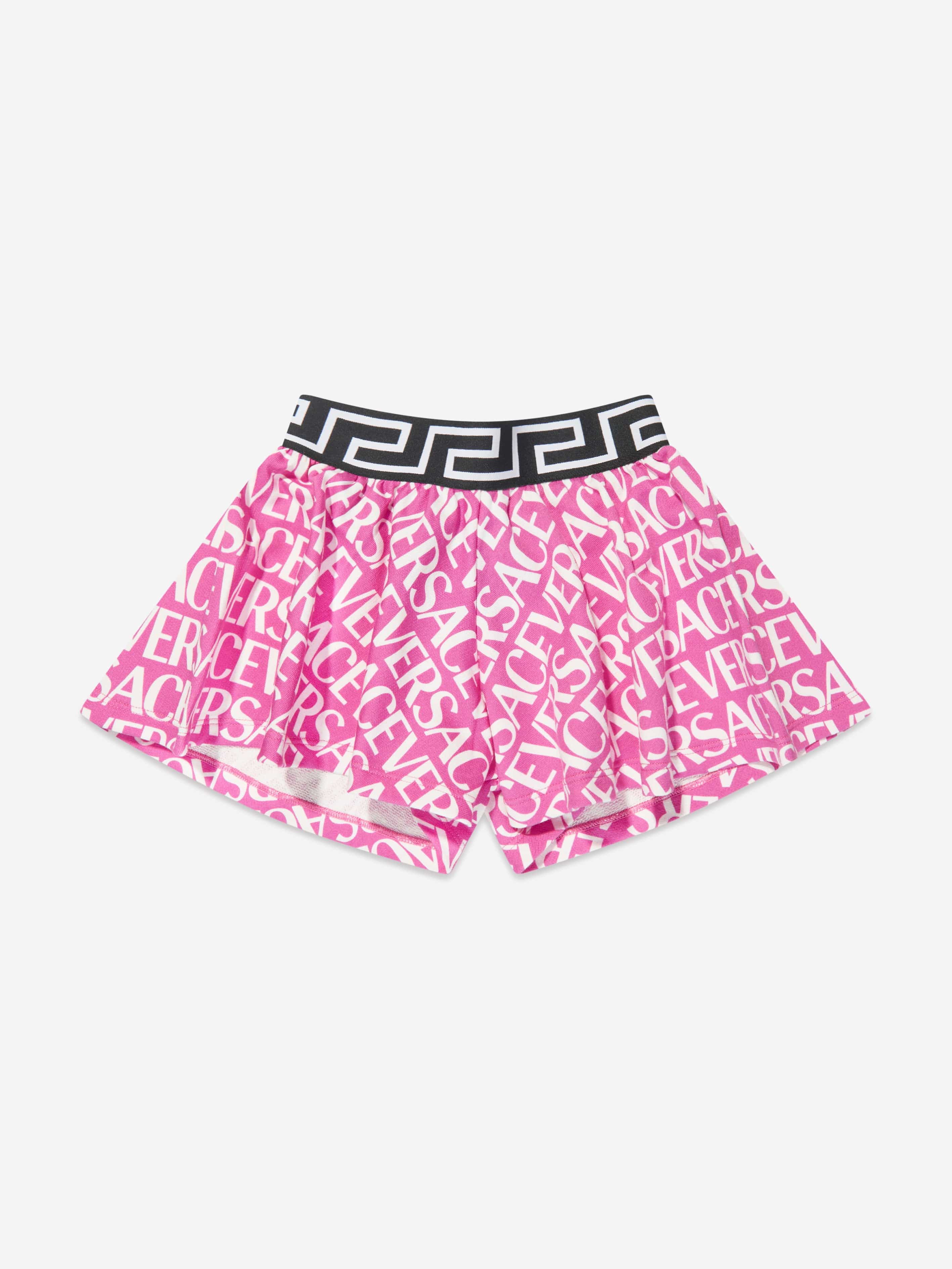 Versace Girls Logo Print Shorts in Pink