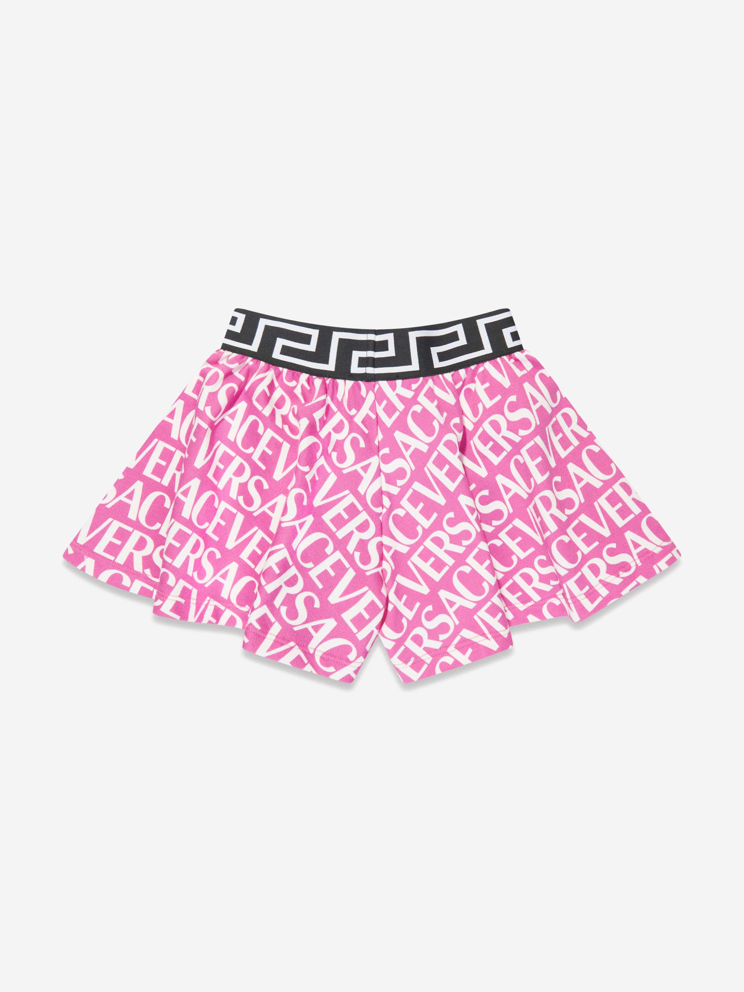 Versace Girls Logo Print Shorts in Pink