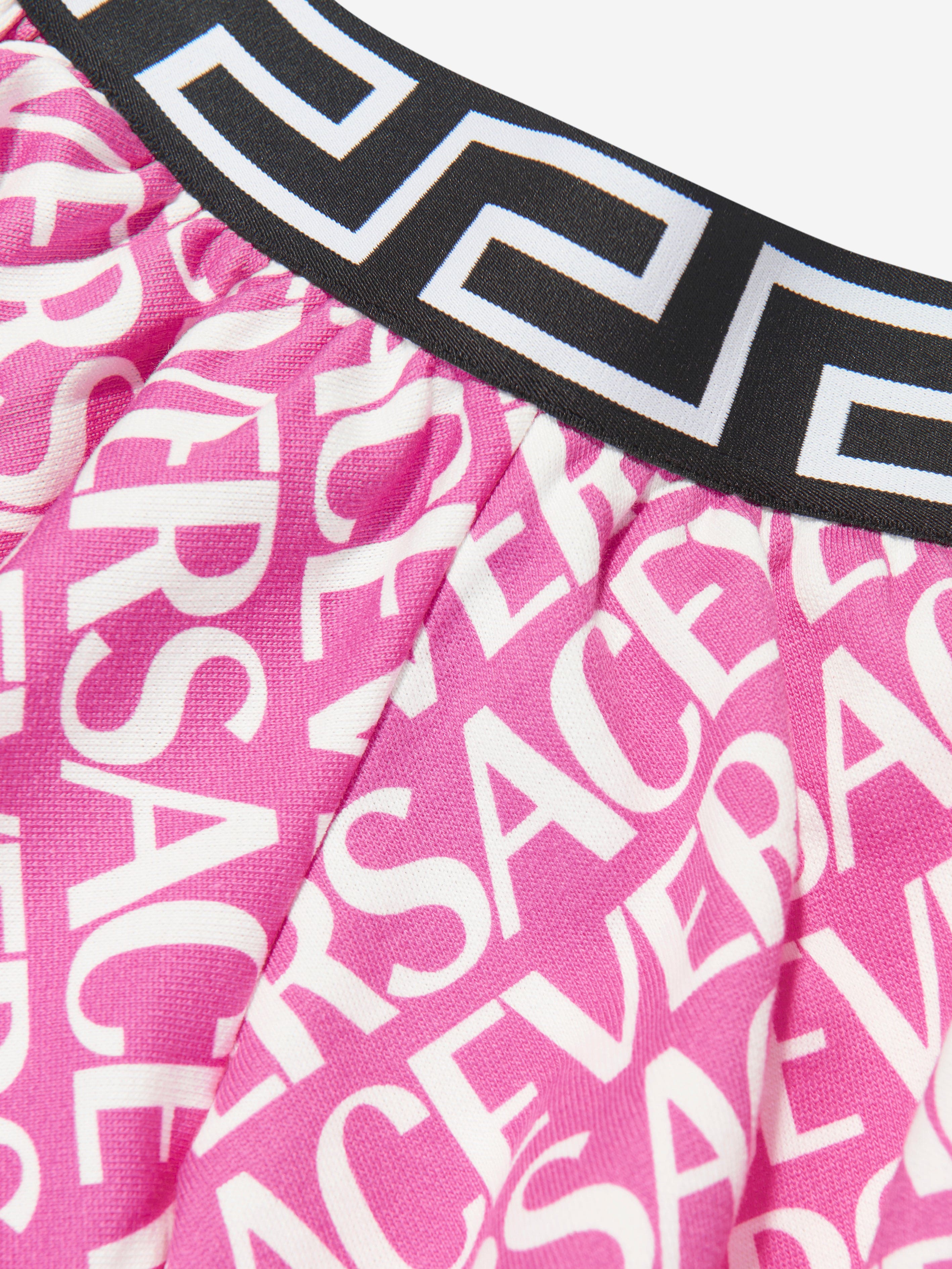 Versace Girls Logo Print Shorts in Pink