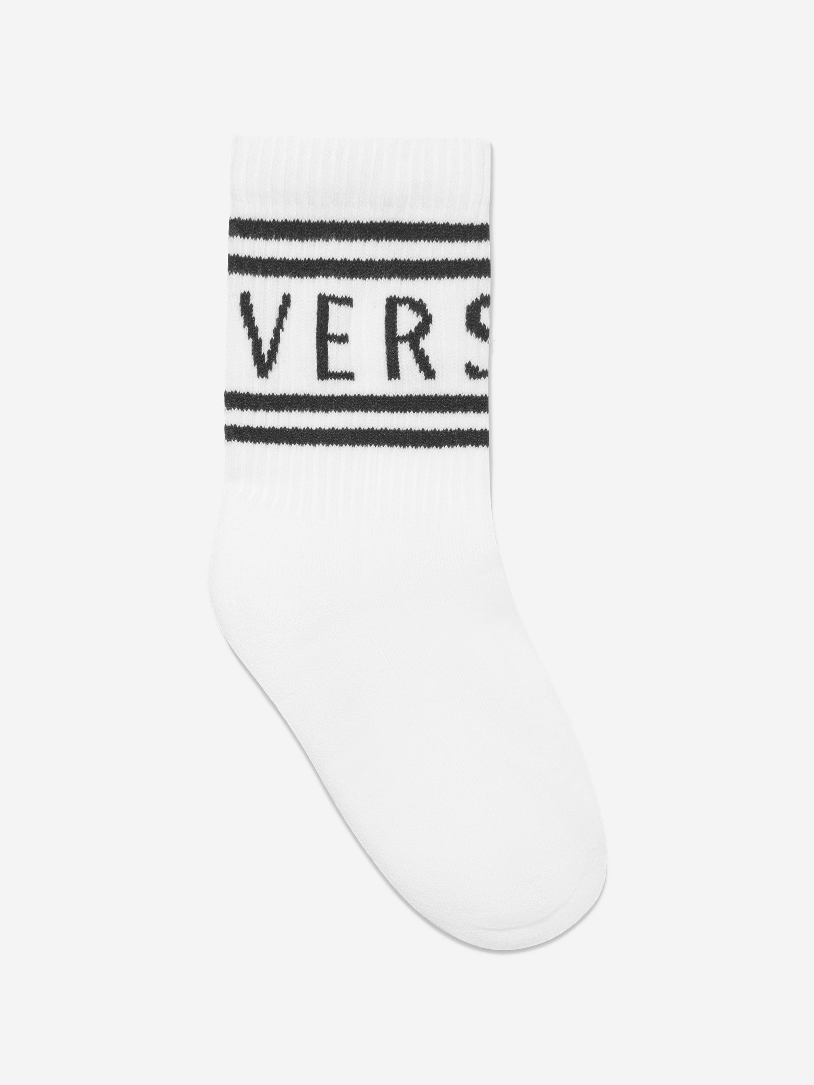 Versace Kids Jacquard Logo Socks in White