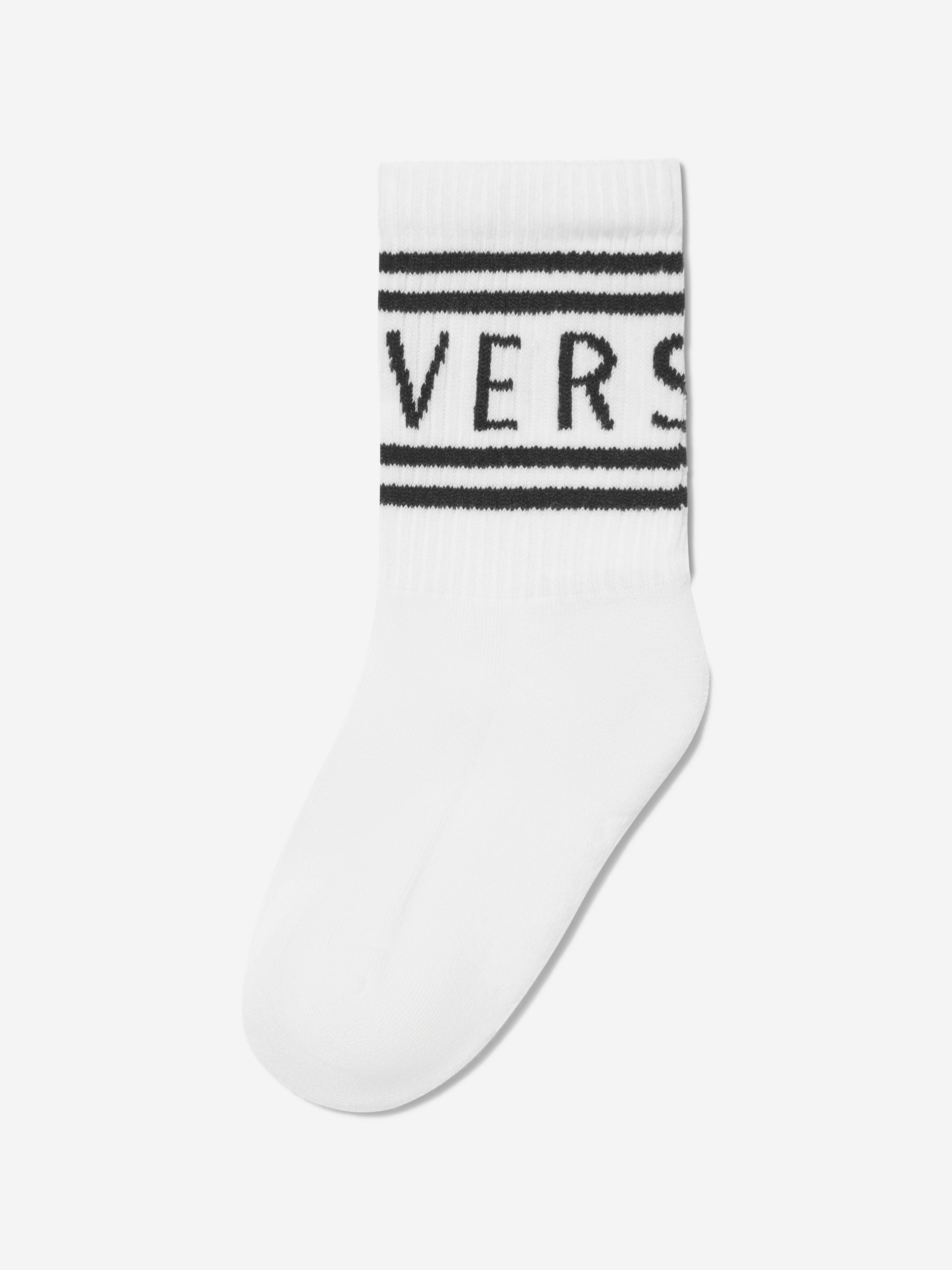 Versace Kids Jacquard Logo Socks in White