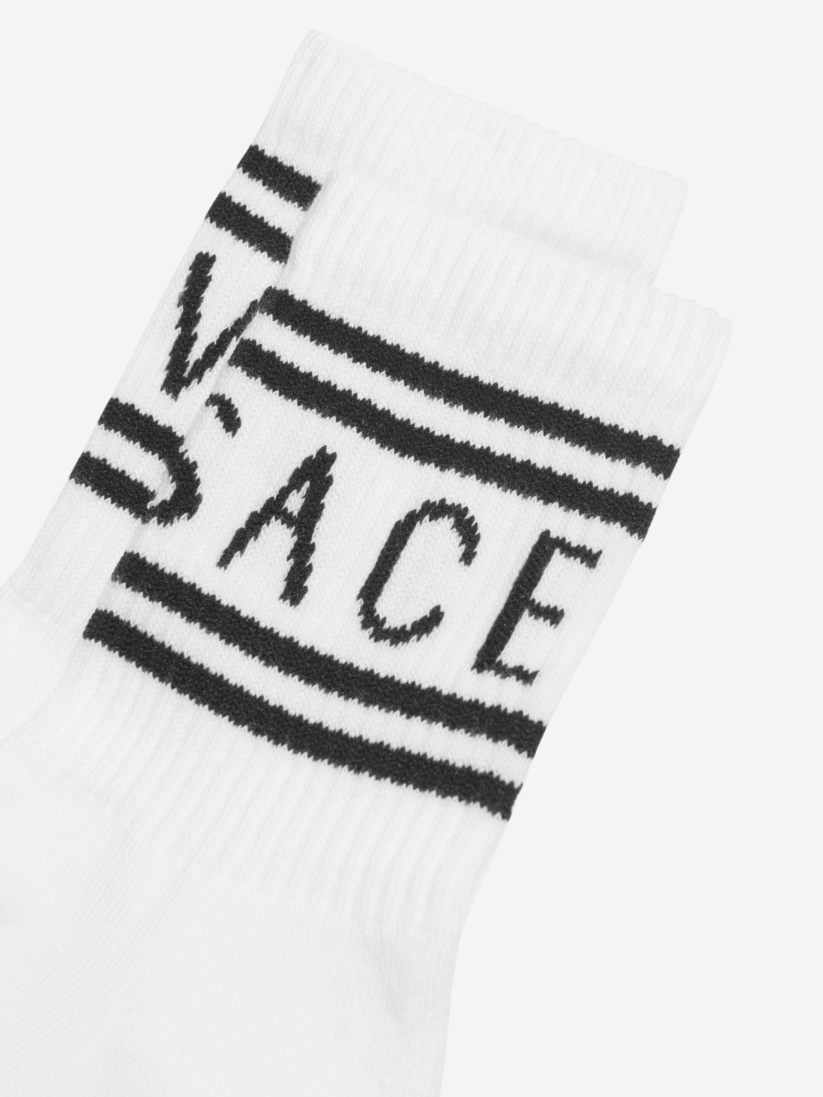 Versace Kids Jacquard Logo Socks in White