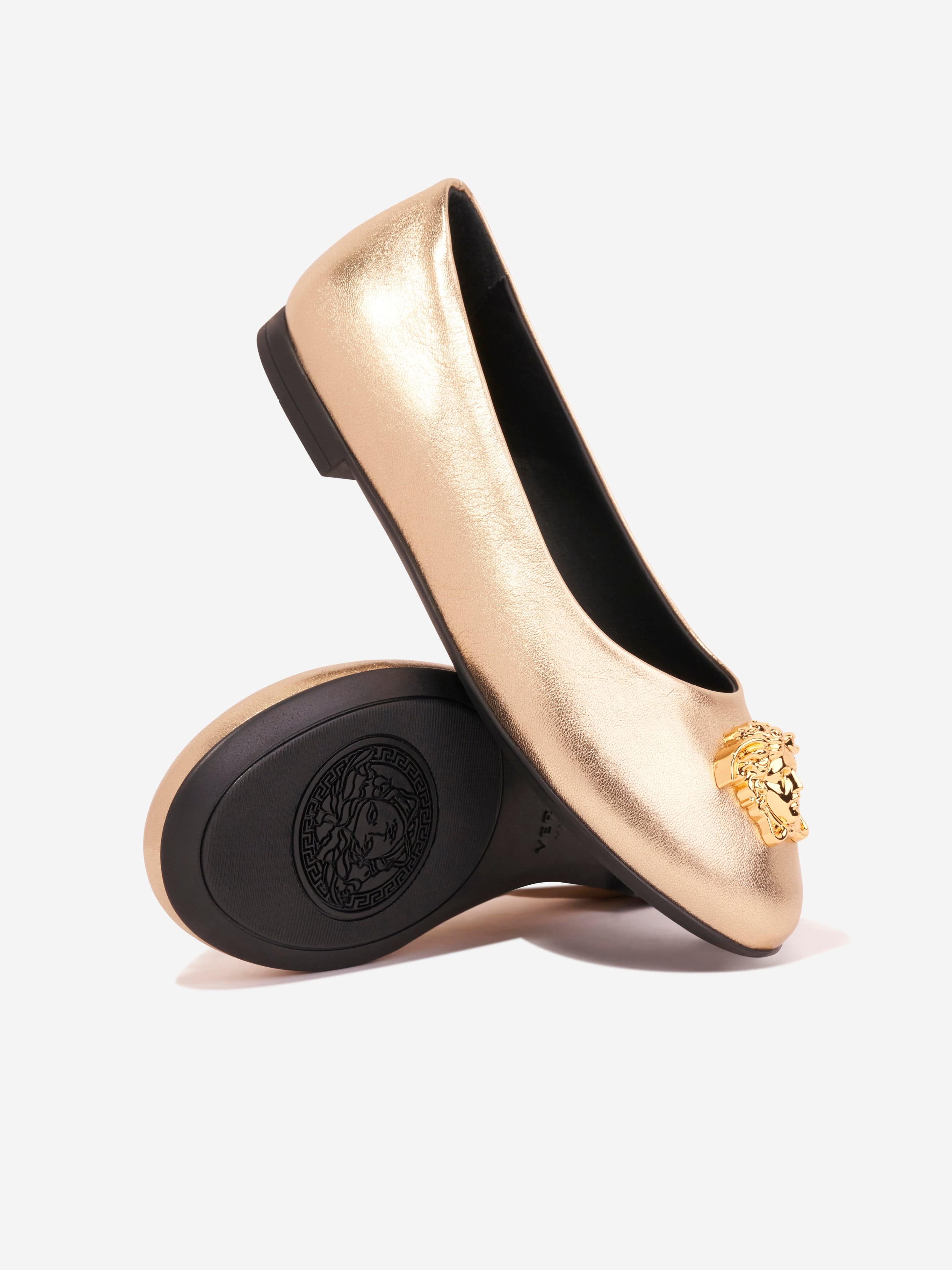 Versace Girls Medusa Pumps in Gold