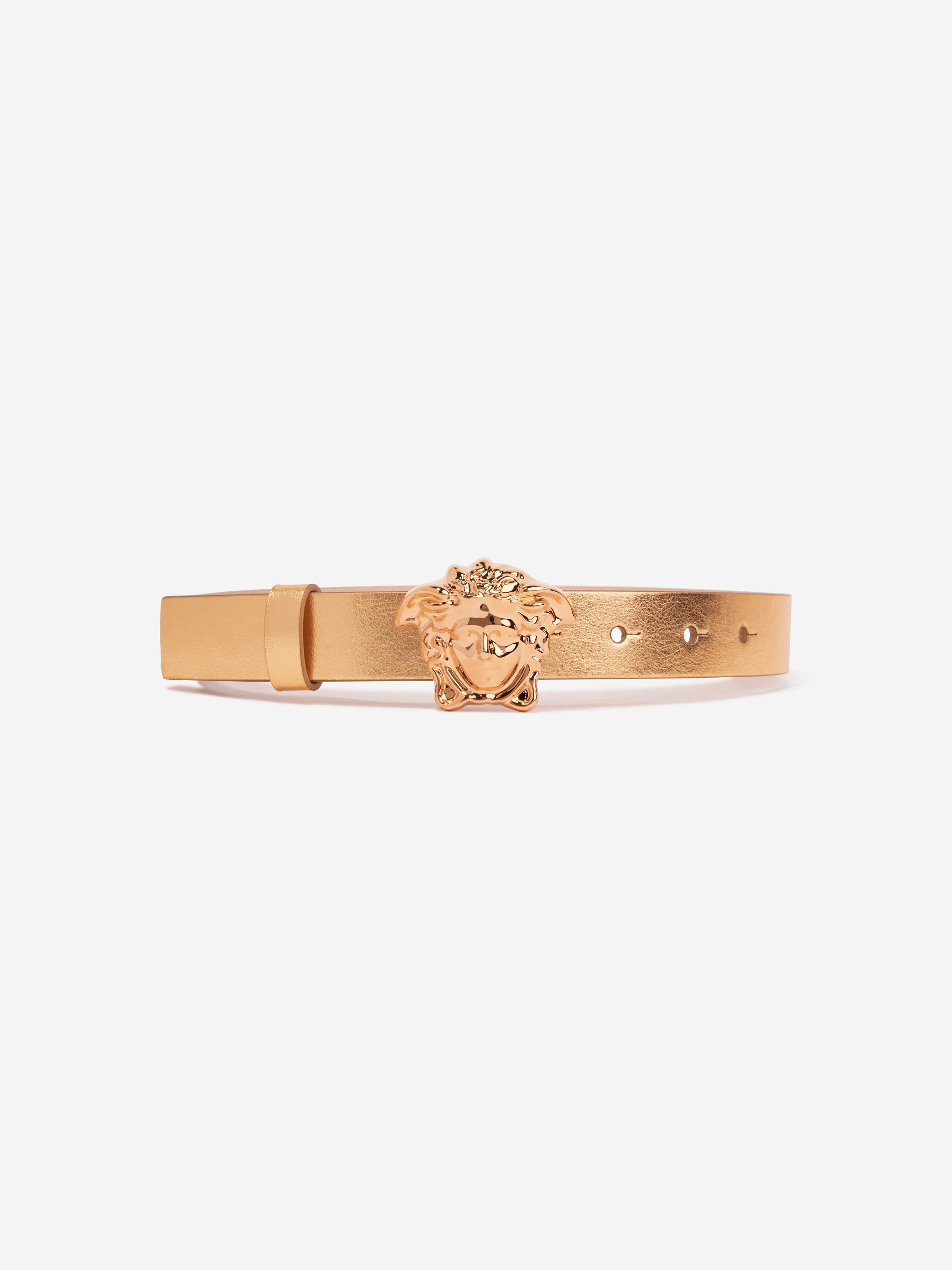 Versace Girls Leather Medusa Belt in Gold