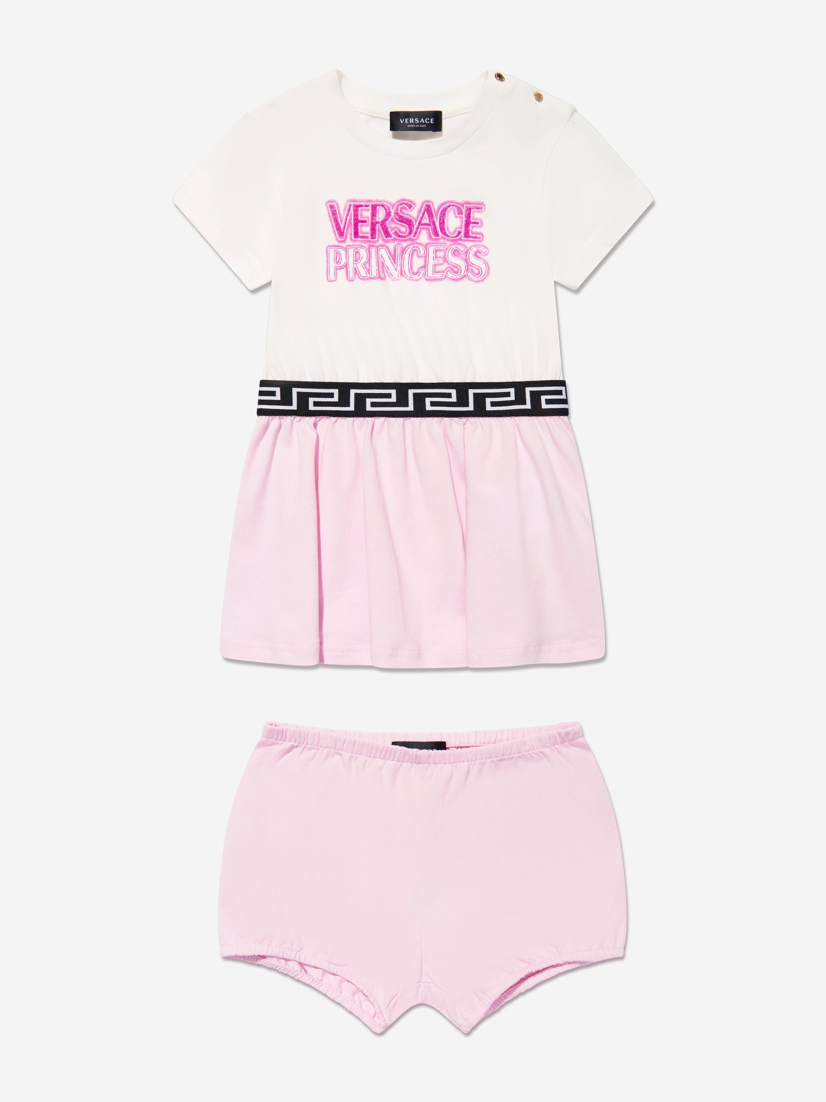 Versace Baby Girls Dress And Knickers Set in Pink