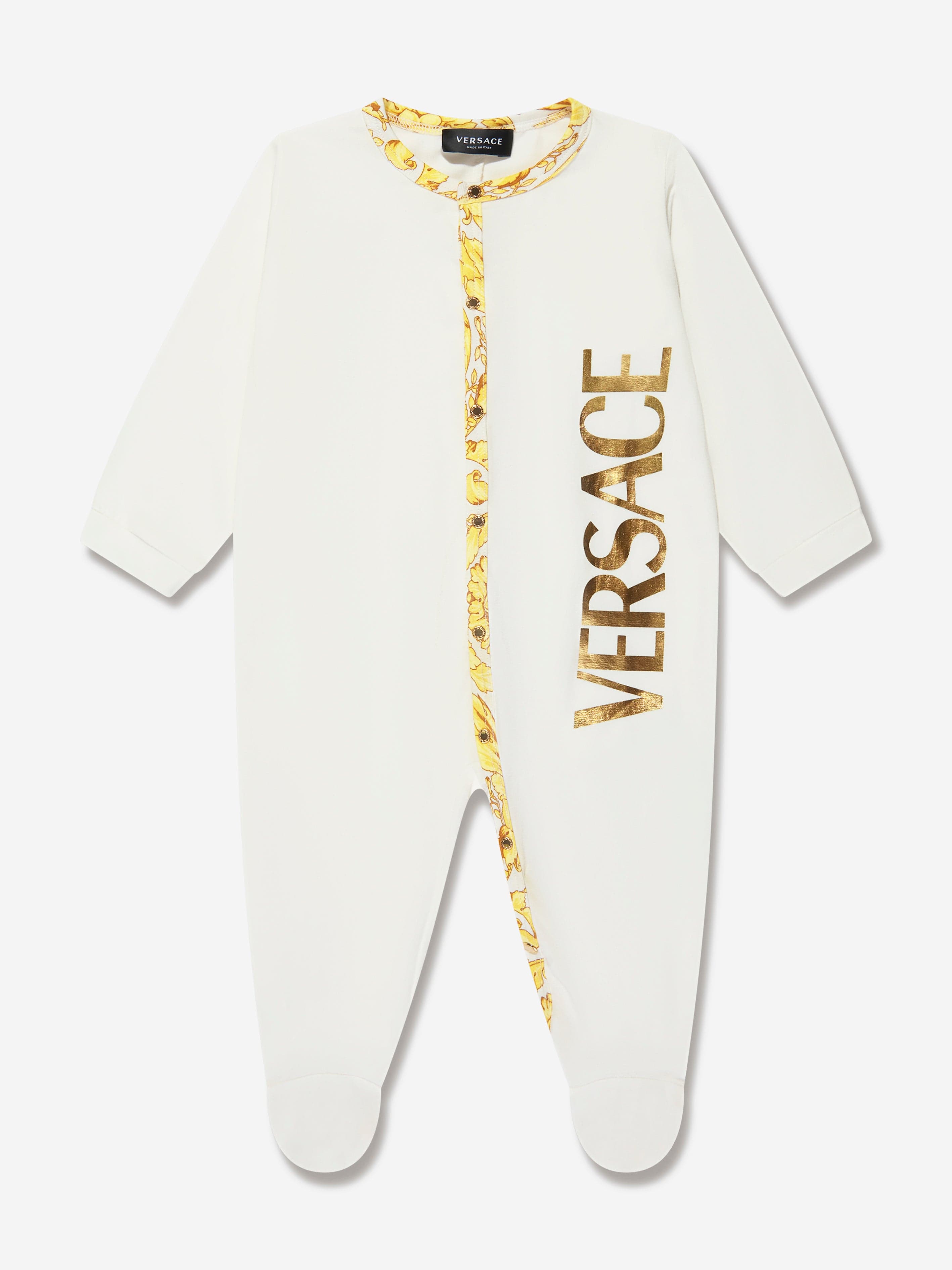 Versace Baby Barocco Logo Babygrow in White