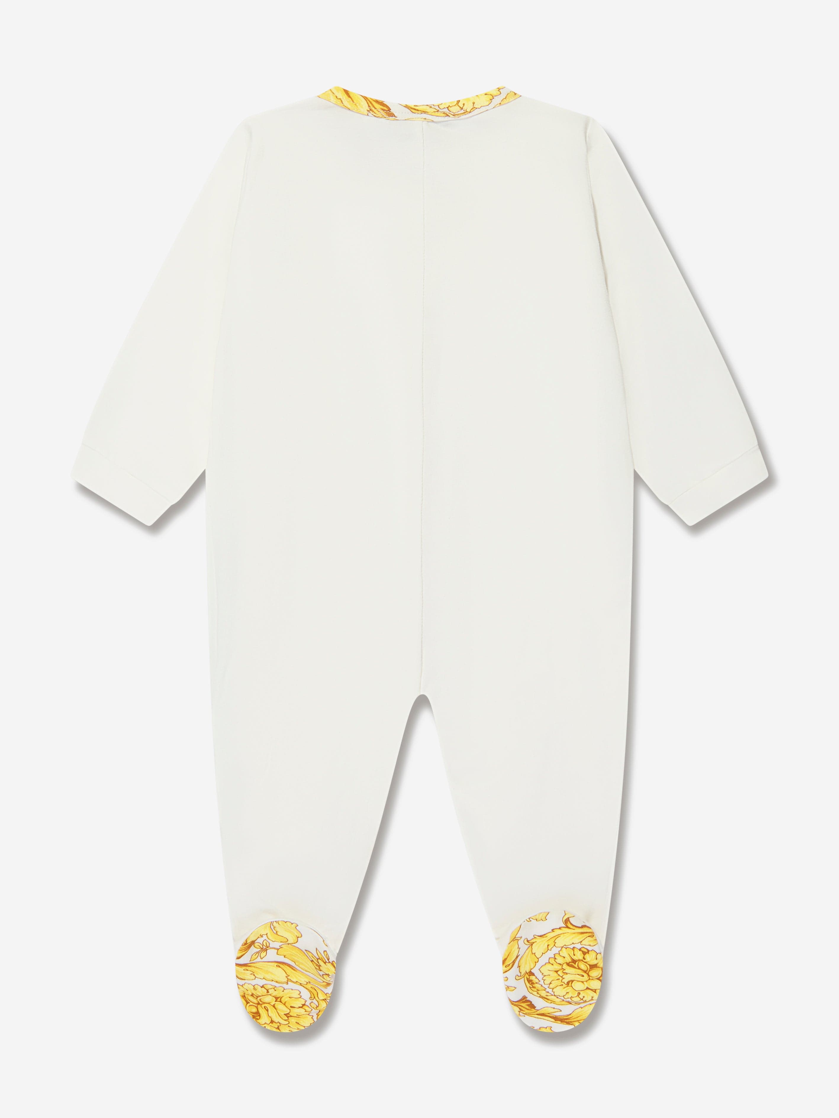 Versace Baby Barocco Logo Babygrow in White