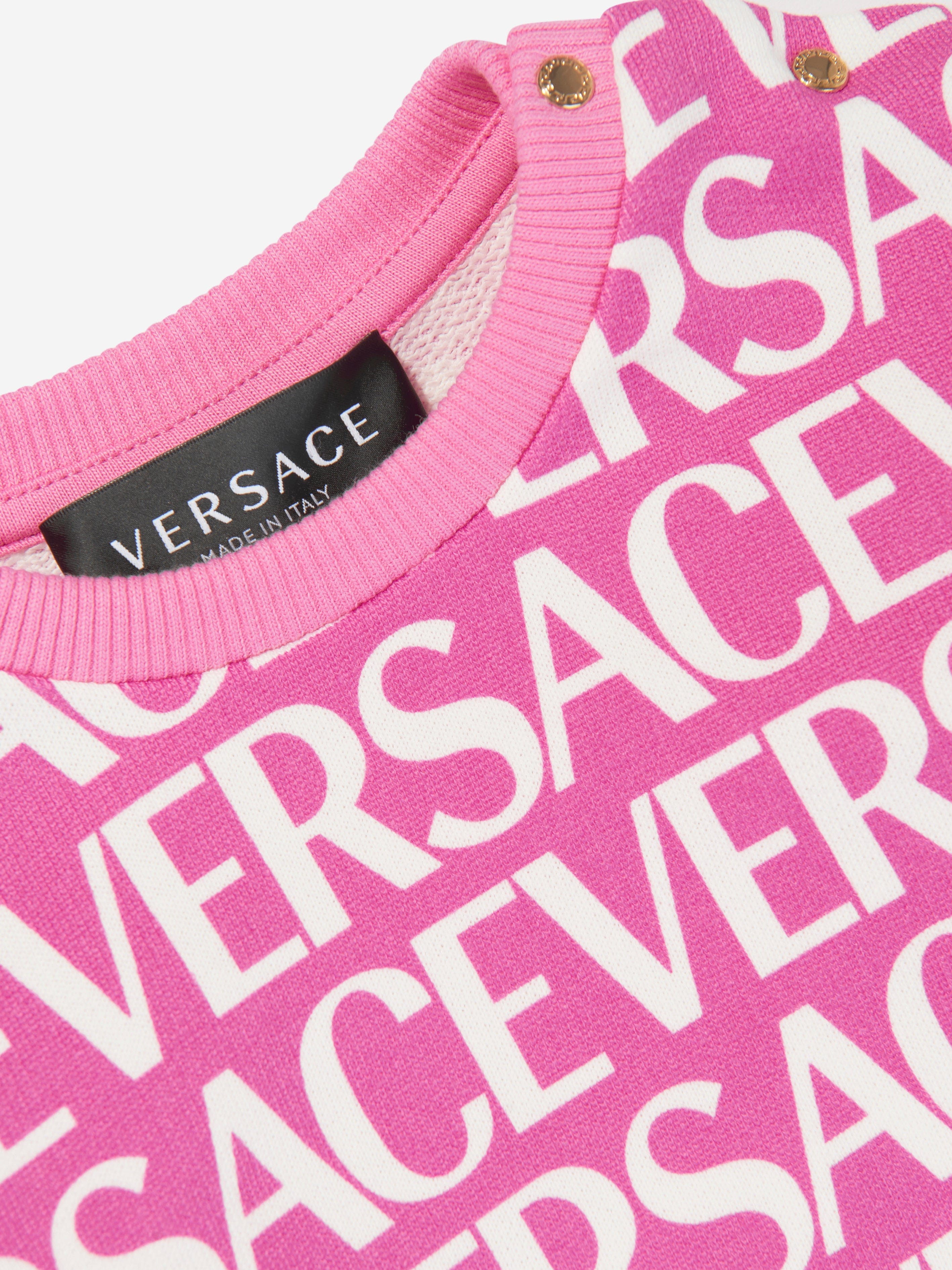 Versace Baby Girls Logo Print Sweatshirt in Pink