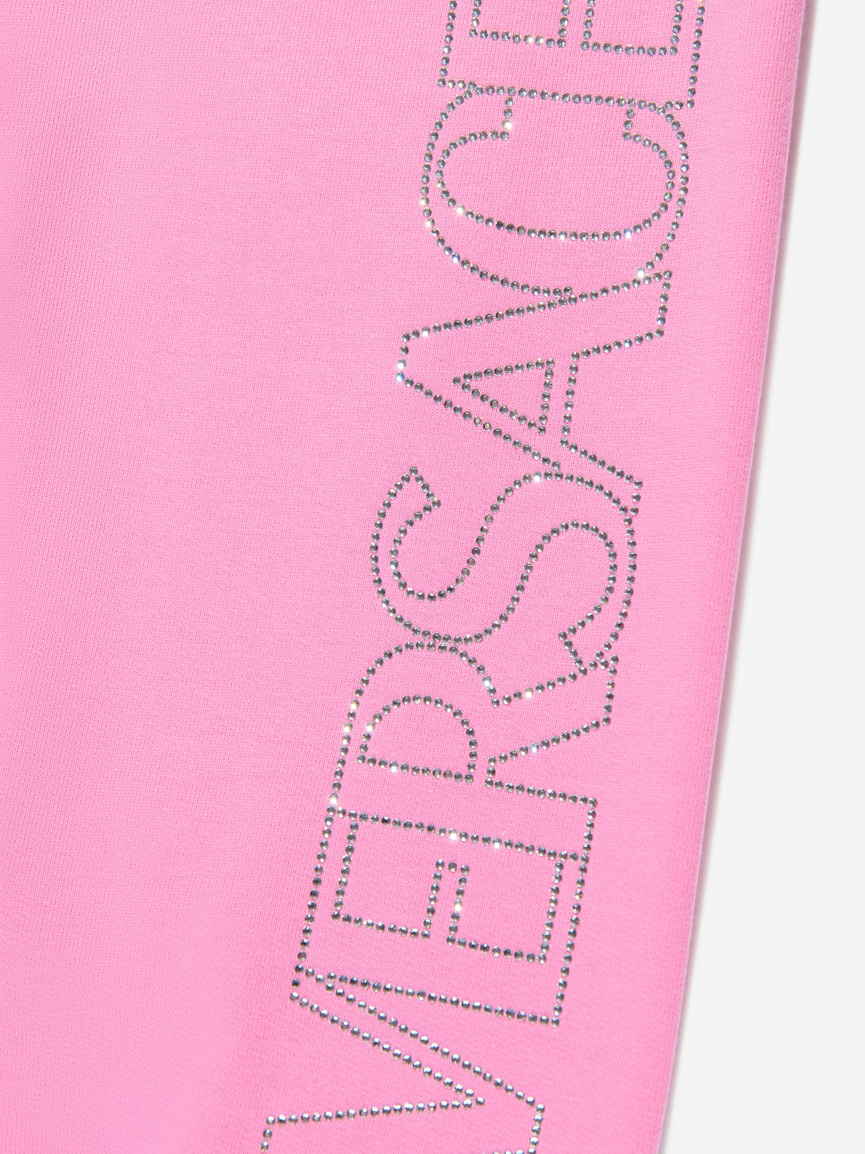 Versace Girls Crystal Logo Joggers in Pink