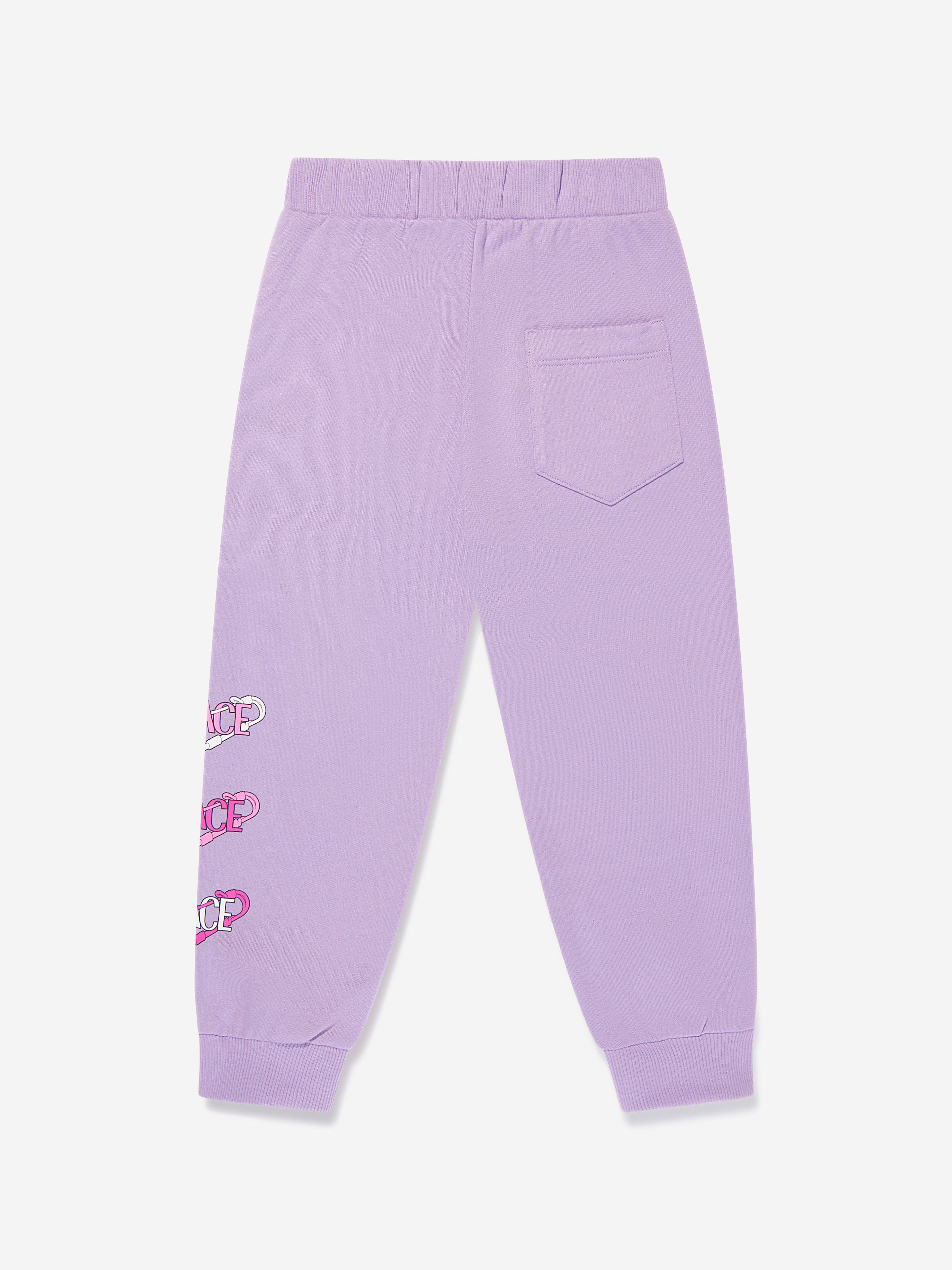 Versace Girls Safety Pin Logo Joggers in Lilac