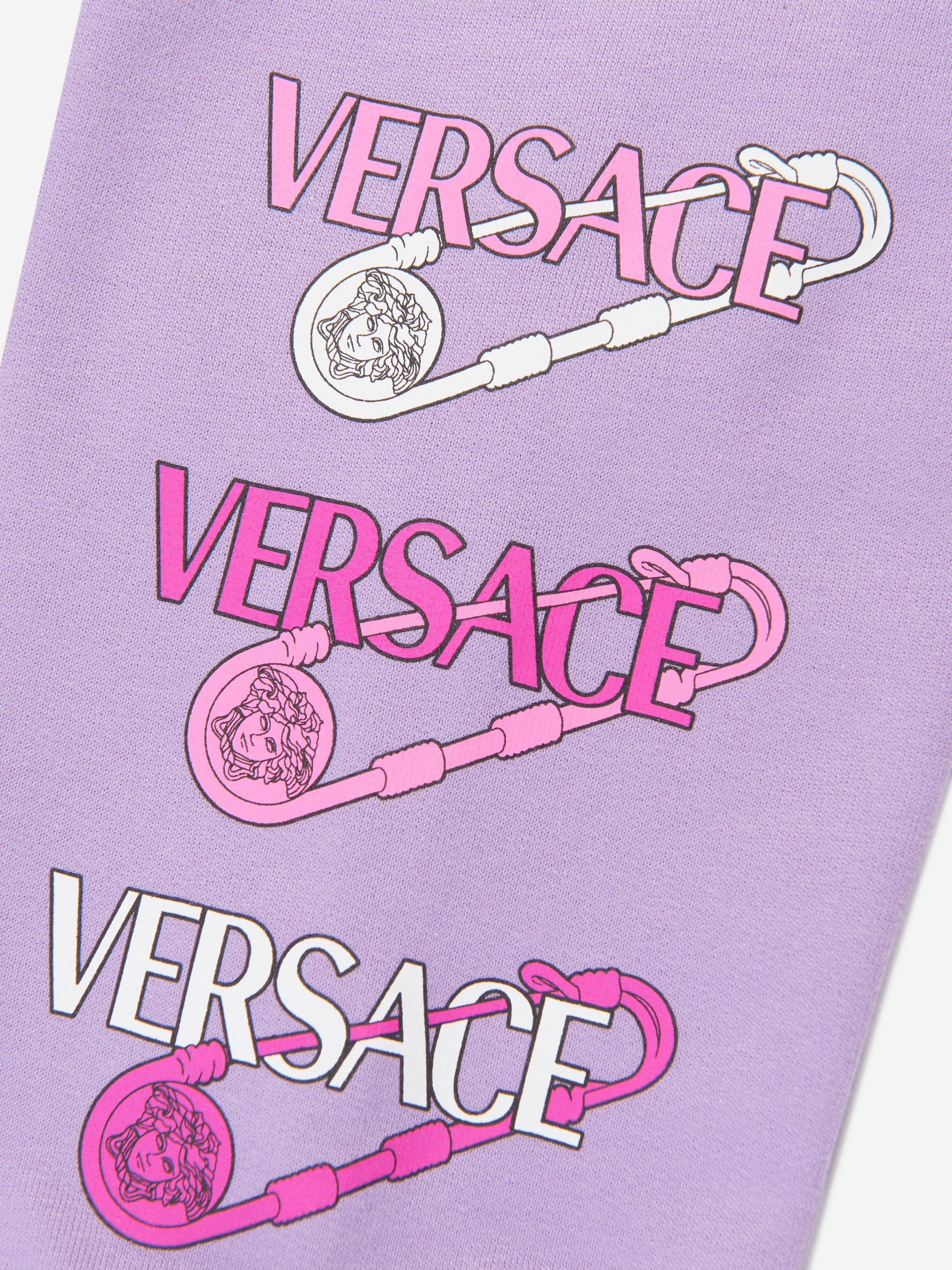 Versace Girls Safety Pin Logo Joggers in Lilac