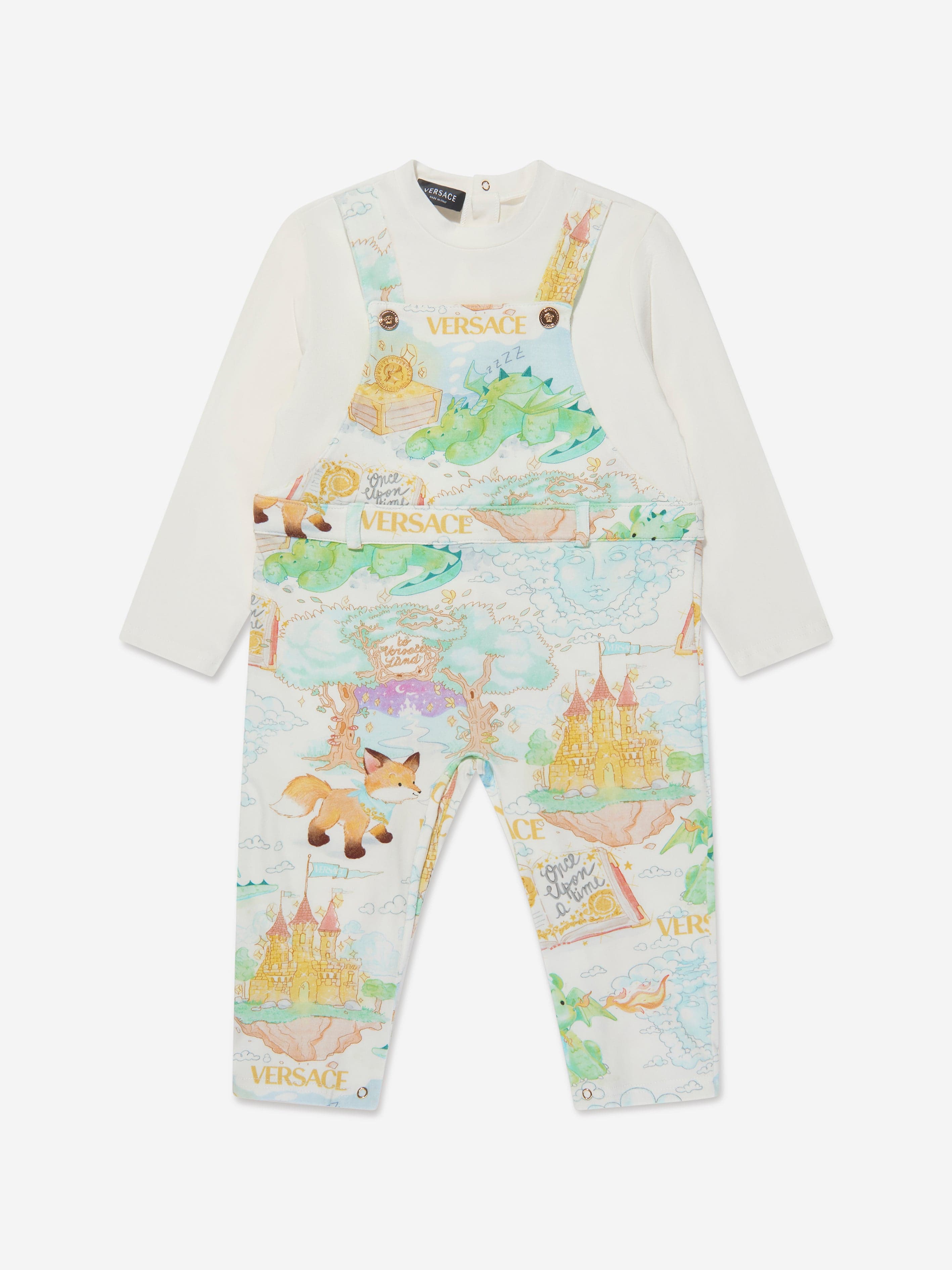 Versace Baby Dungaree Babygrow in White