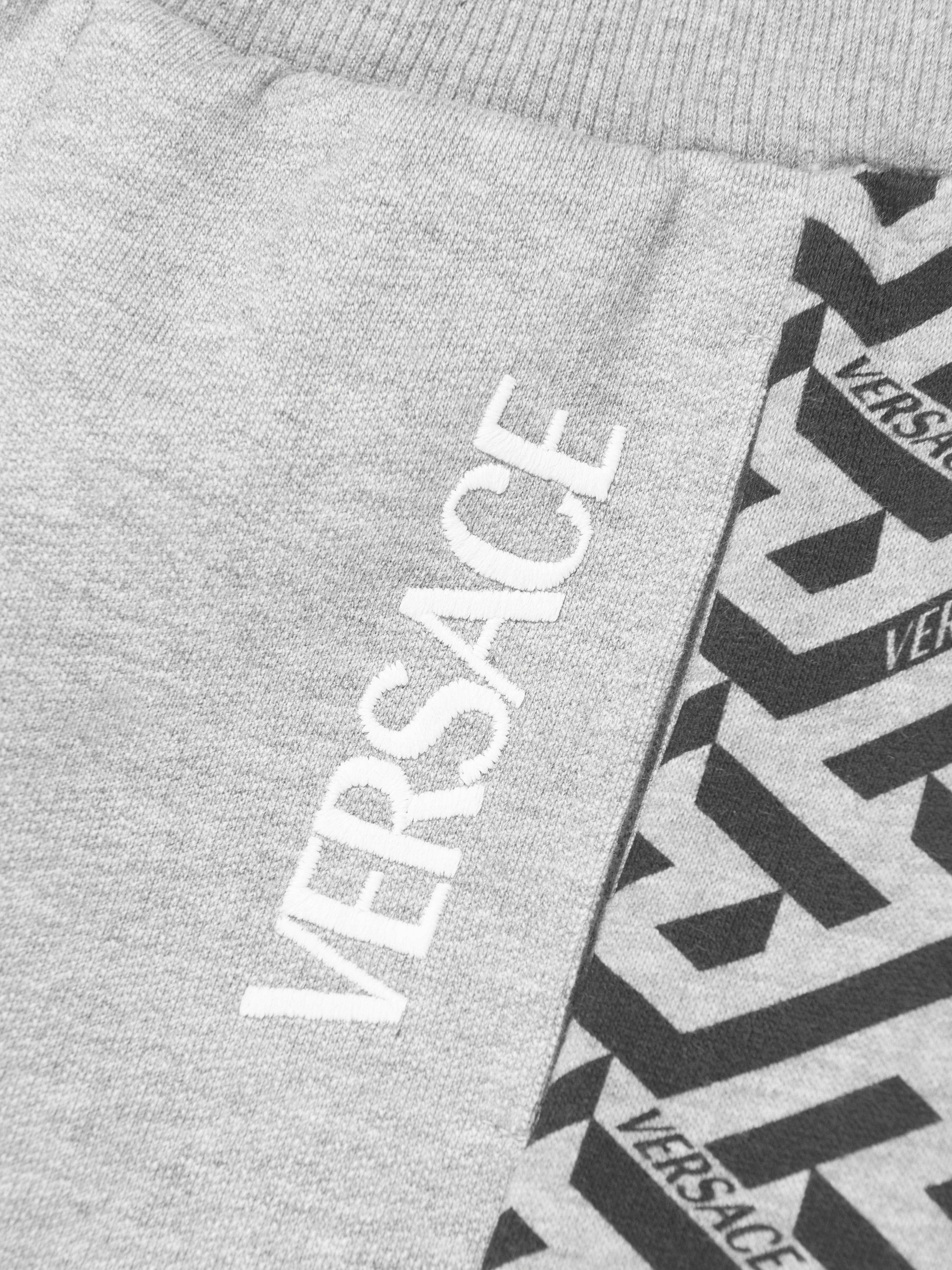 Versace Boys La Greca Logo Joggers in Grey