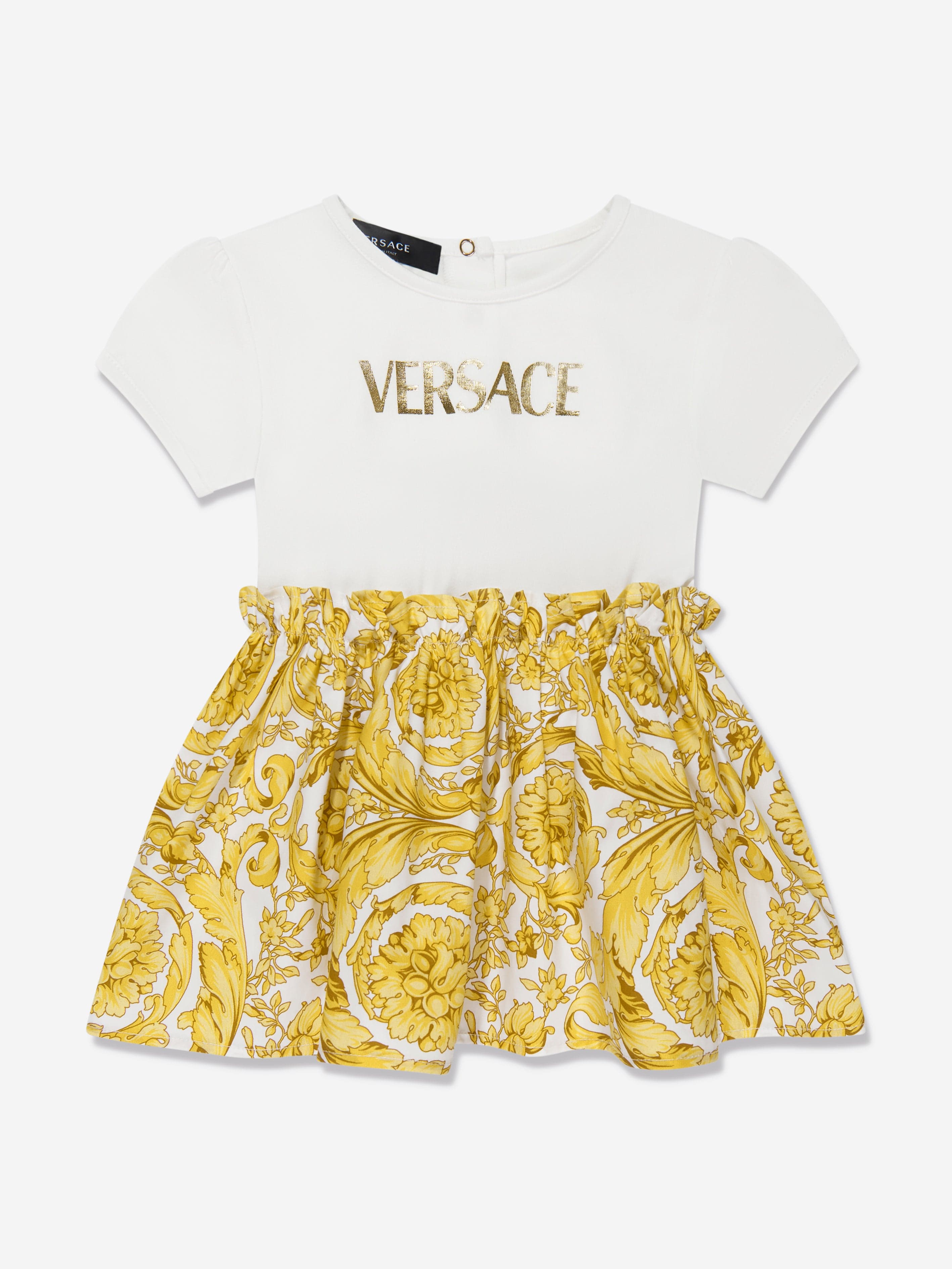 Versace Baby Girls Dress And Knickers Set in Gold