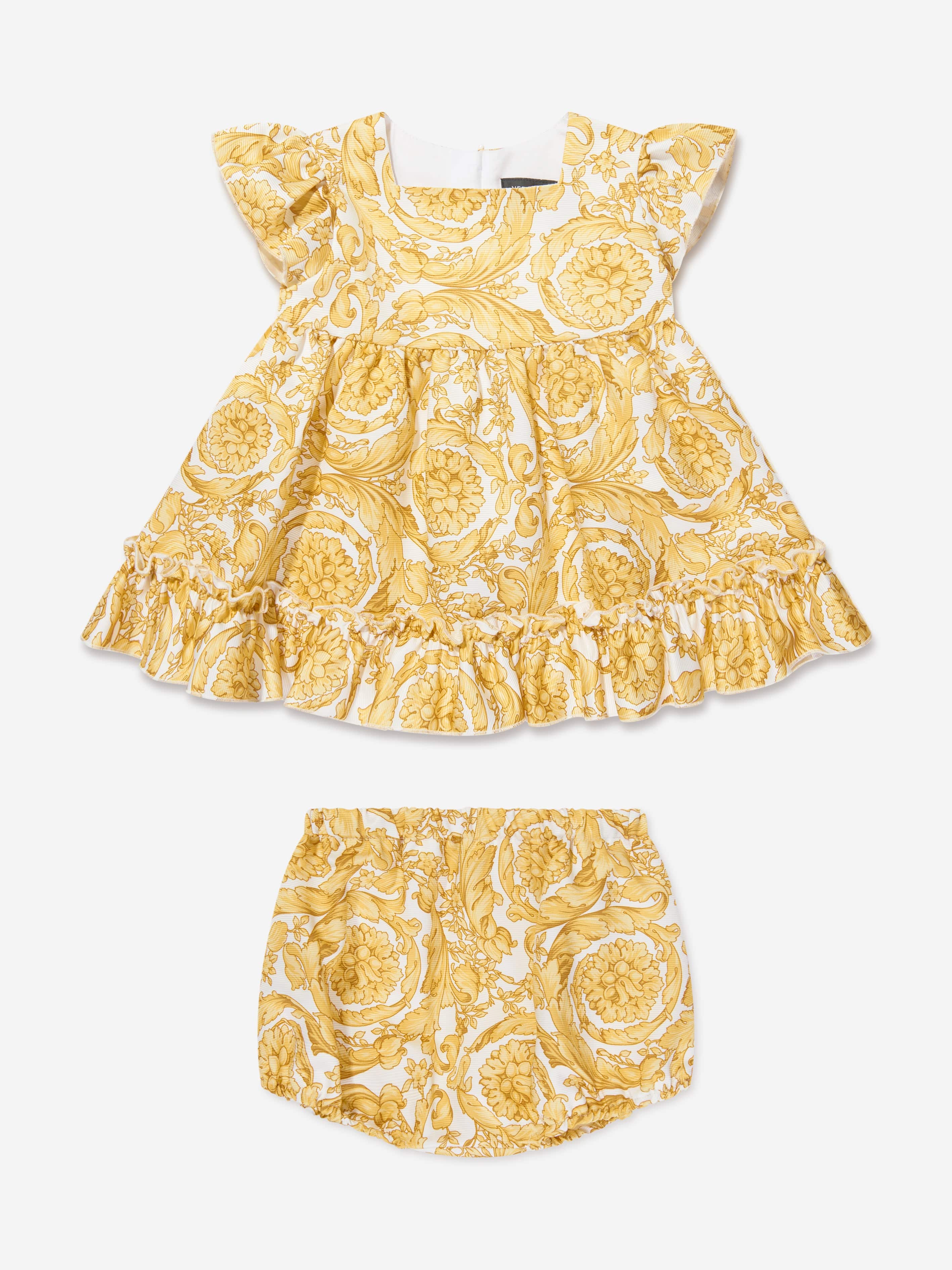 Versace Baby Girls Dress And Knickers Set in Gold