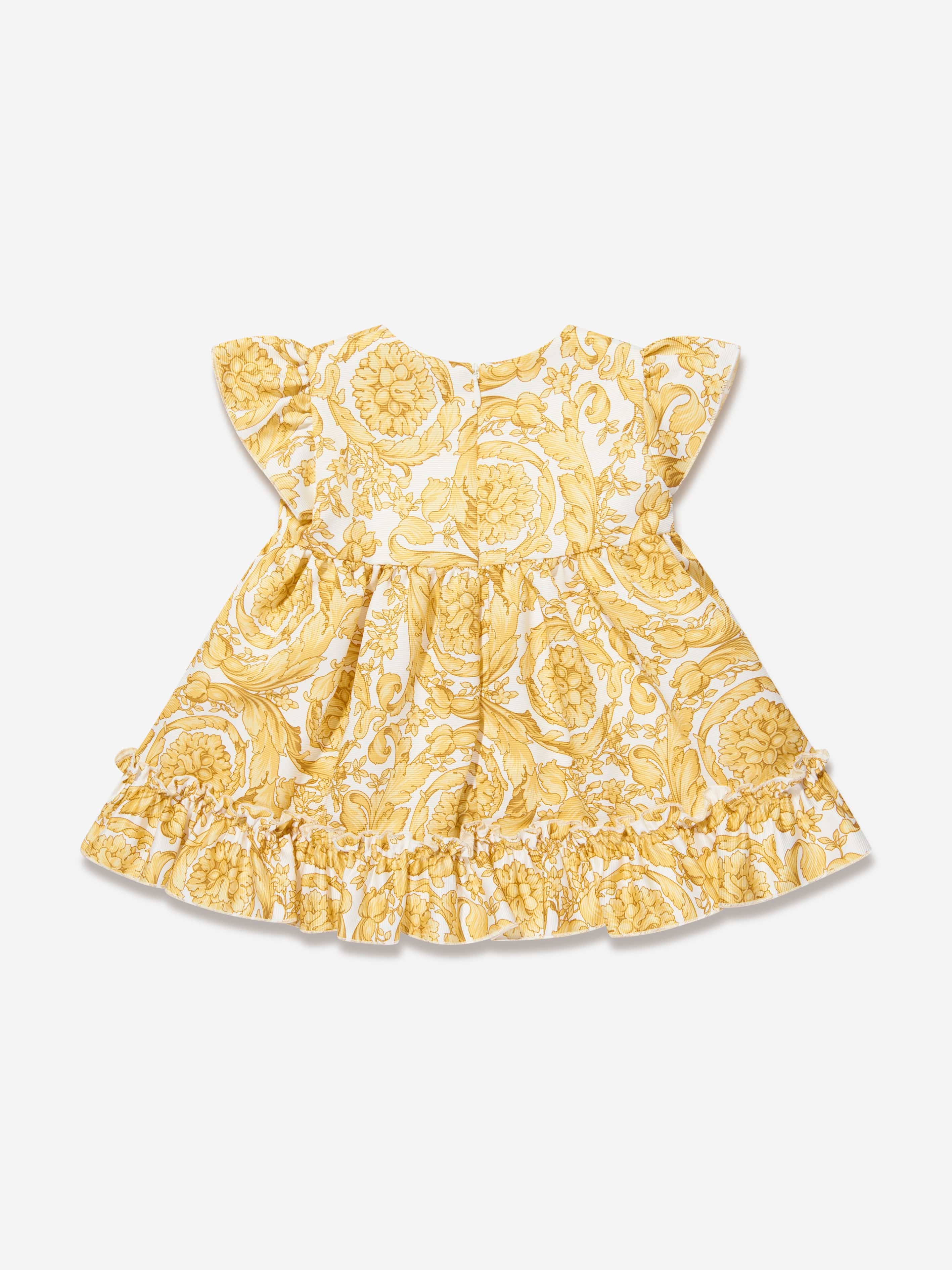 Versace Baby Girls Dress And Knickers Set in Gold