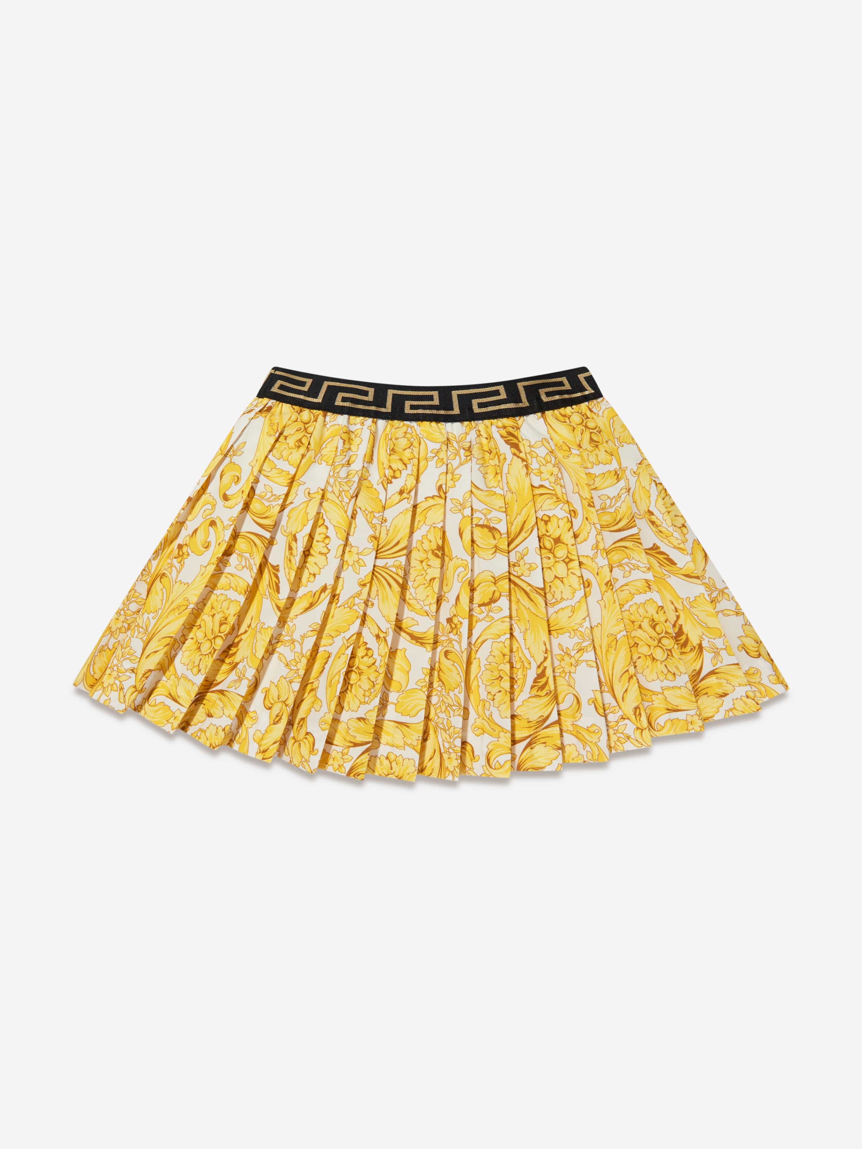 Versace Baby Girls Barocco Pleated Skirt in Gold