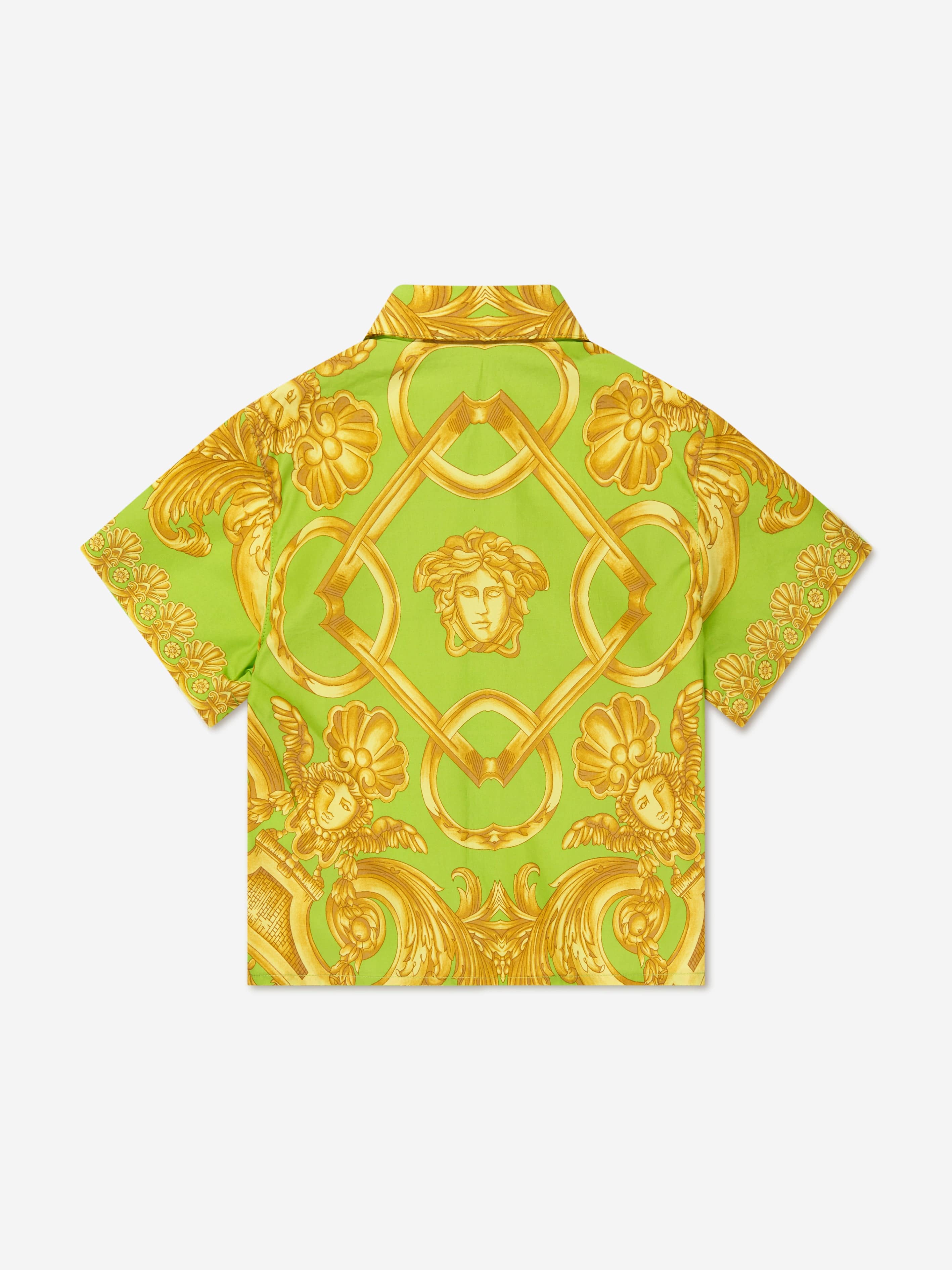 Versace Baby Boys Barroco Short Sleeve Shirt in Lime