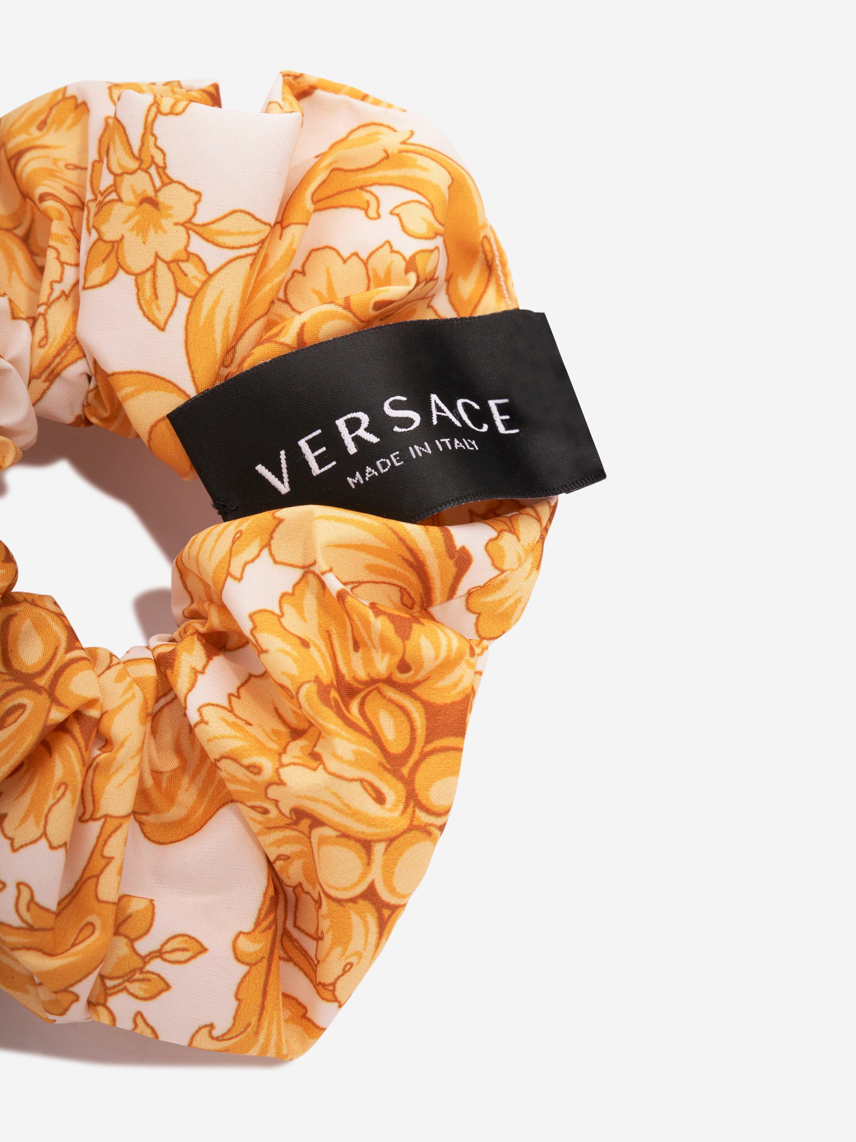 Versace Girls Barocco Print Scrunchie in Gold