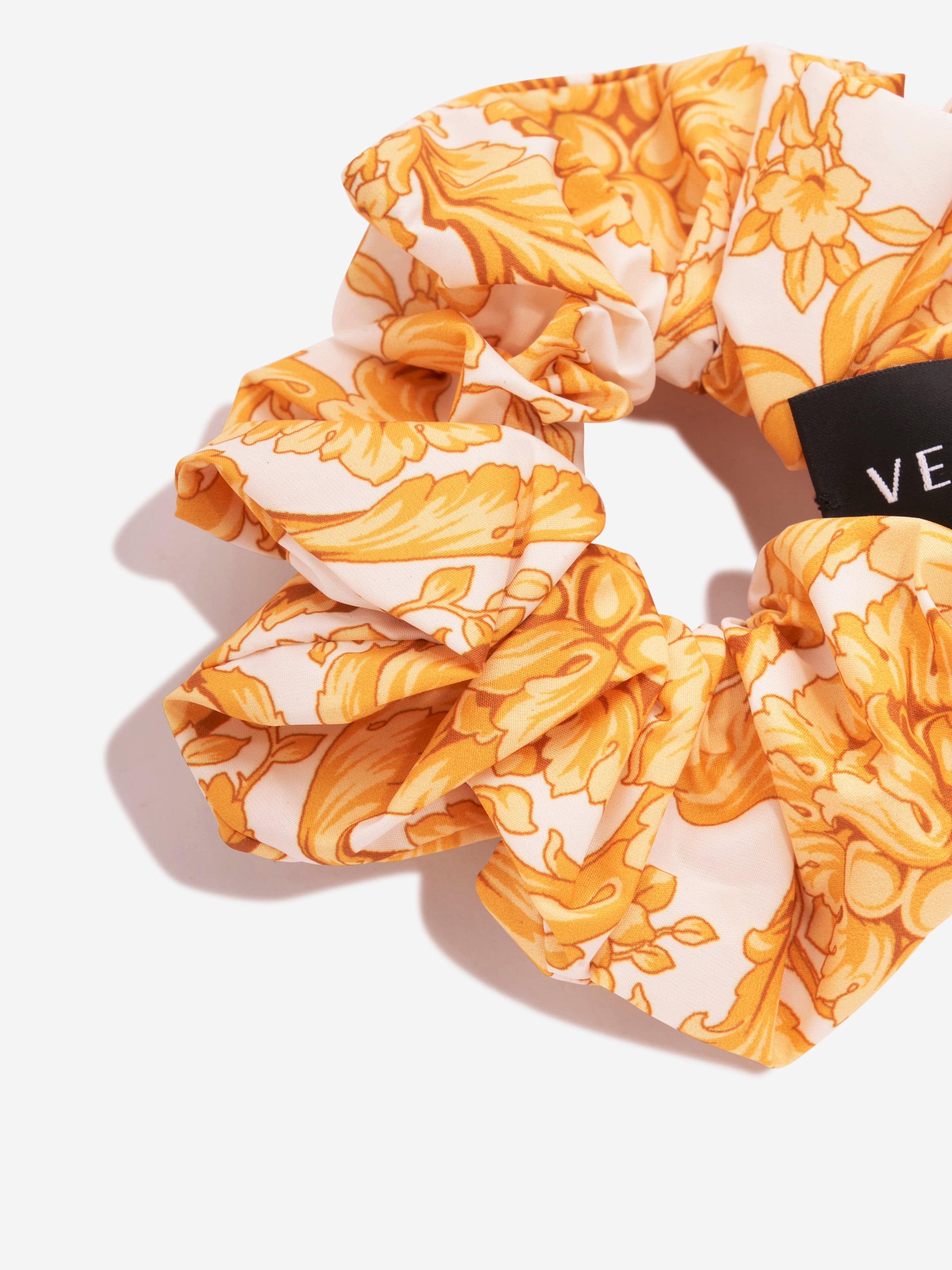 Versace Girls Barocco Print Scrunchie in Gold