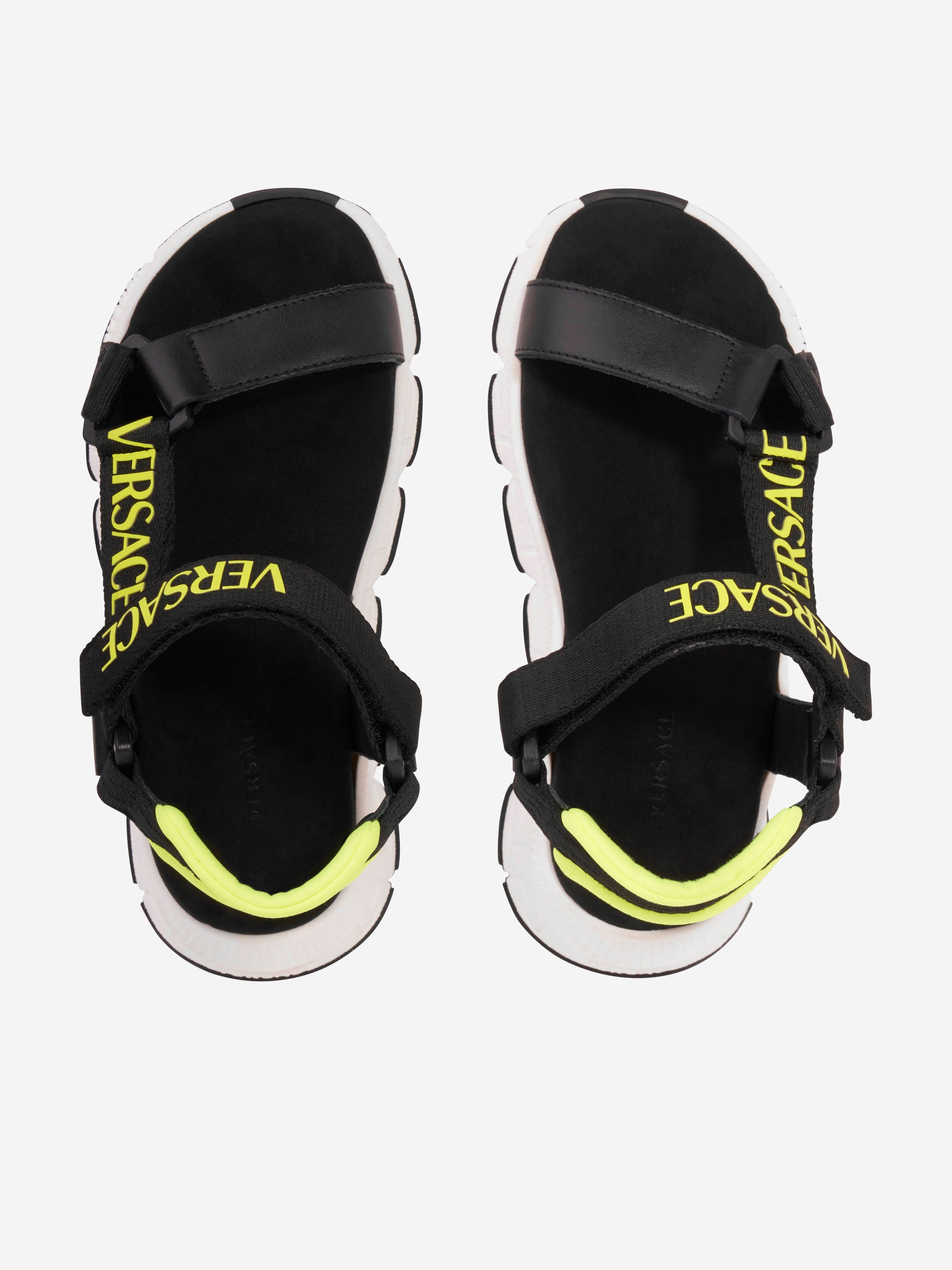 Versace Kids Logo Strap Sandals in Black