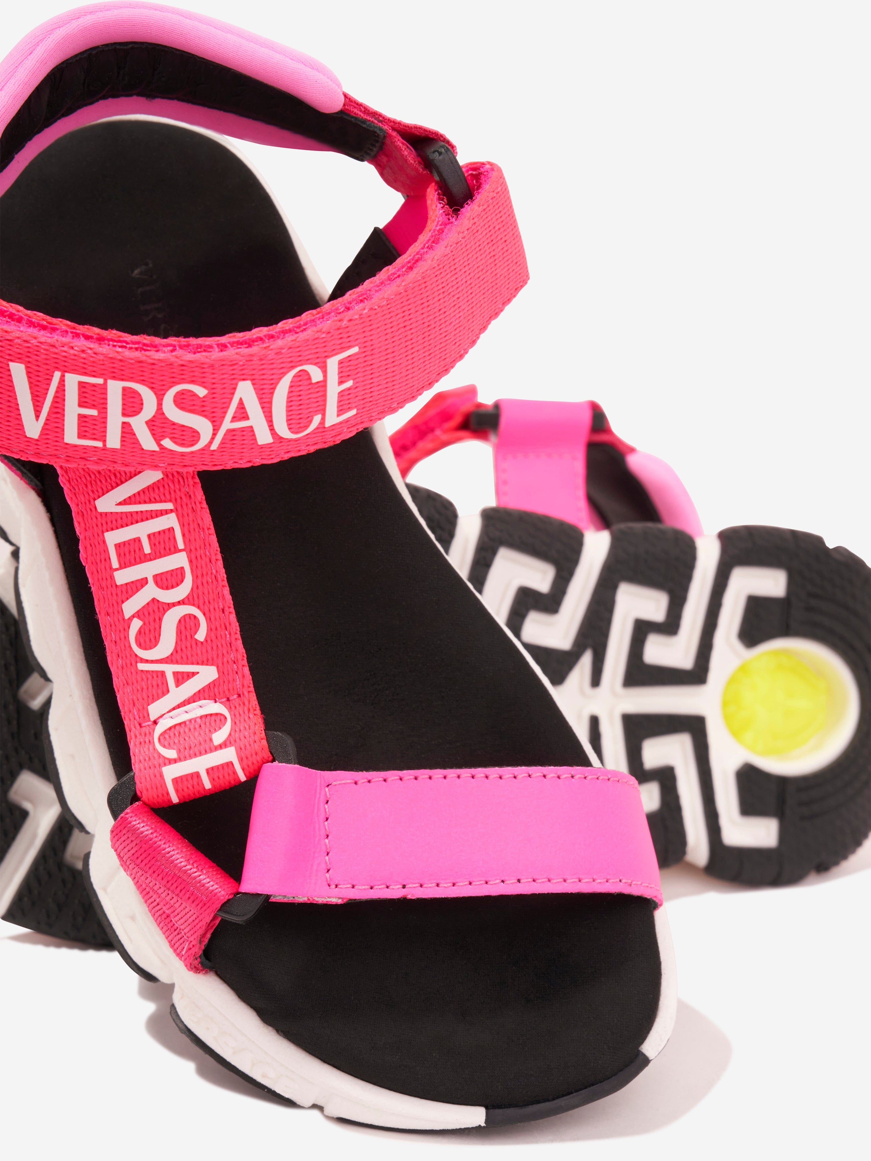 Versace Girls Logo Strap Sandals in Pink