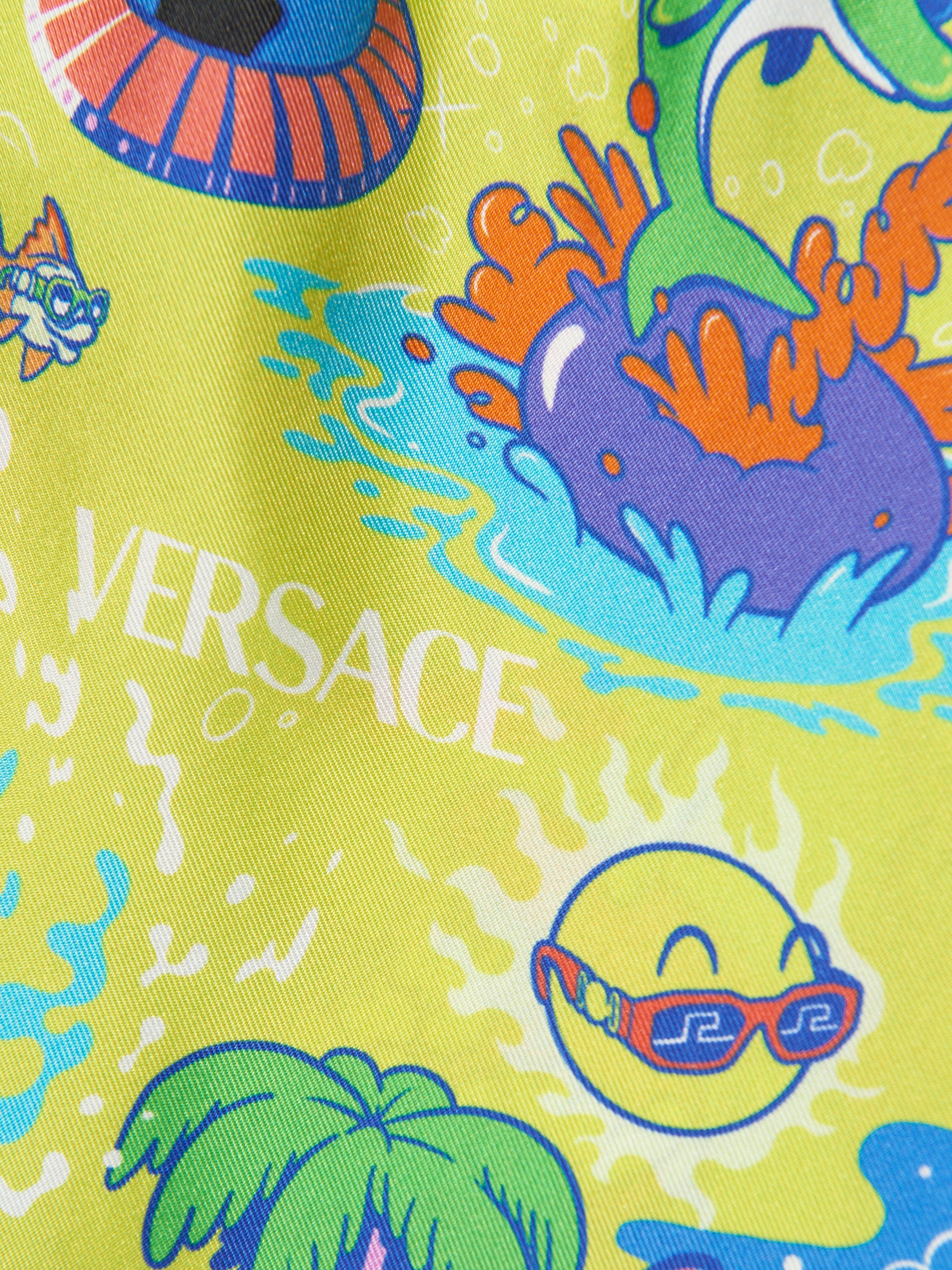 Versace Boys Silk Bermuda Shorts in Yellow