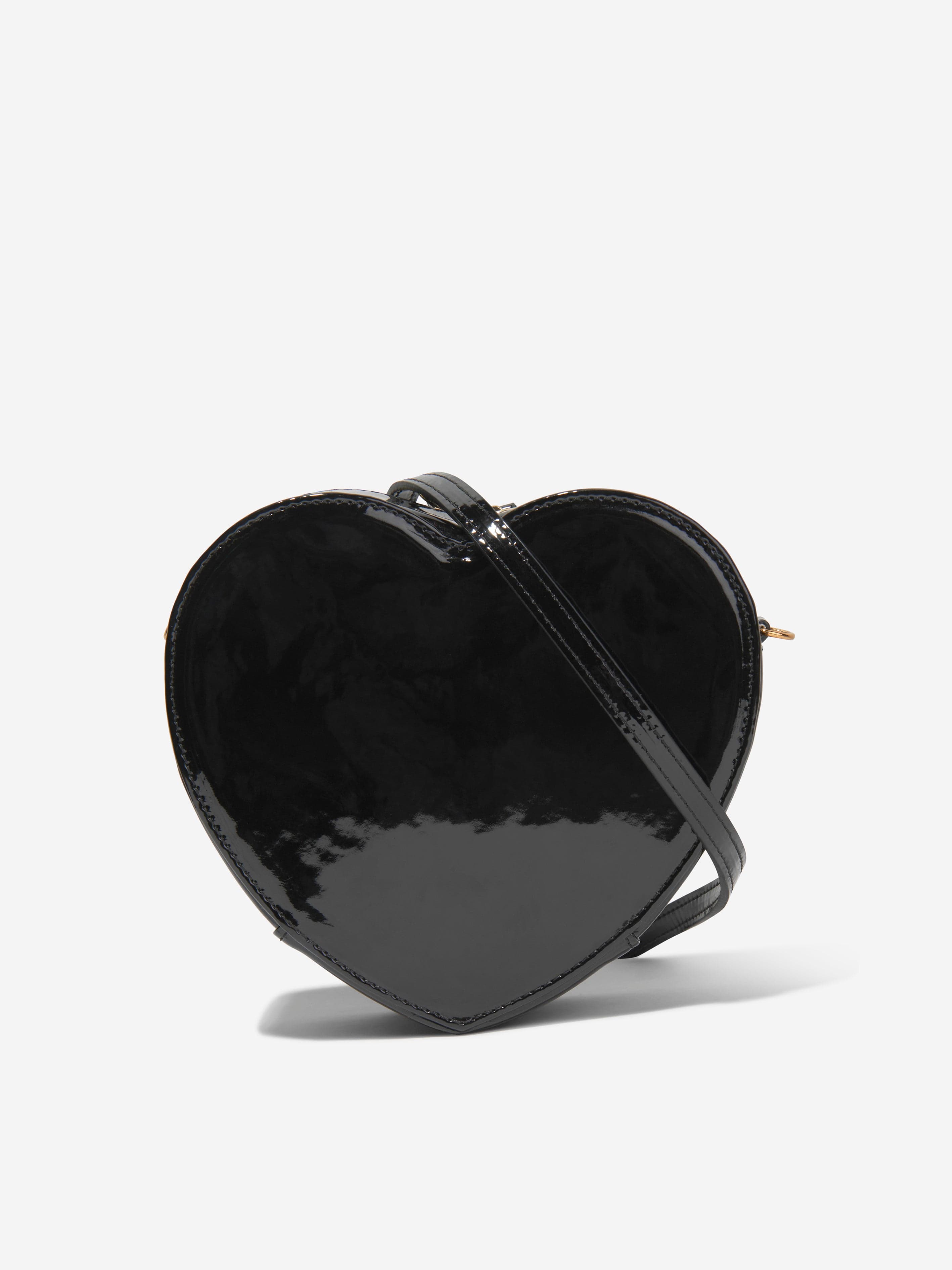 Versace Girls Leather Heart Shoulder Bag in Black