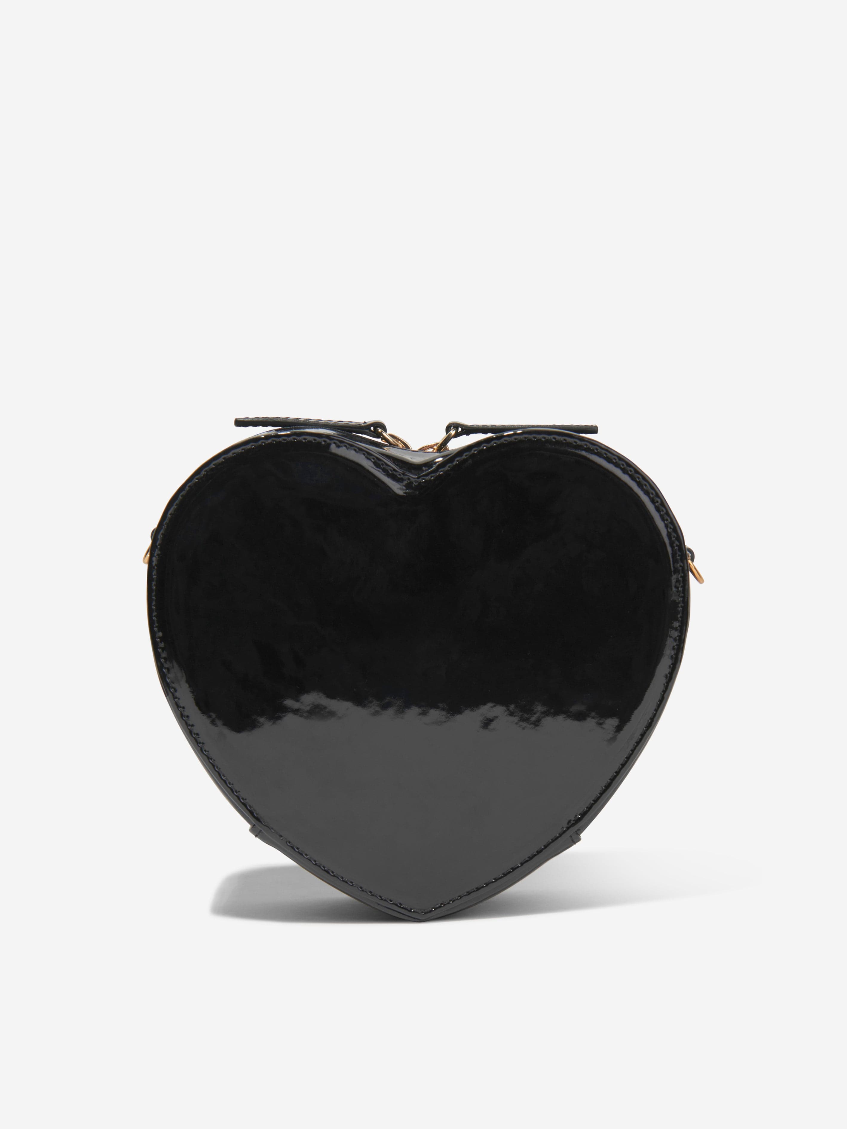 Versace Girls Leather Heart Shoulder Bag in Black