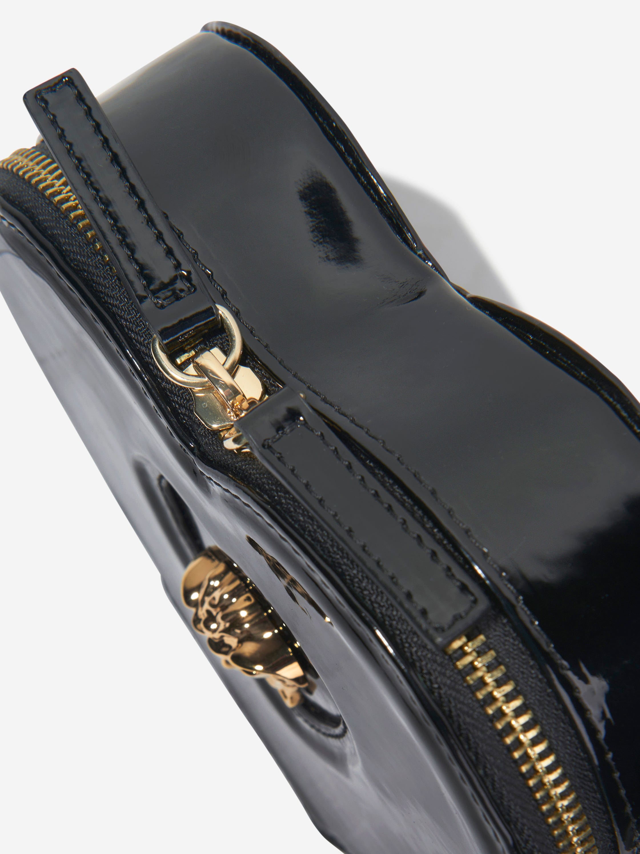 Versace Girls Leather Heart Shoulder Bag in Black