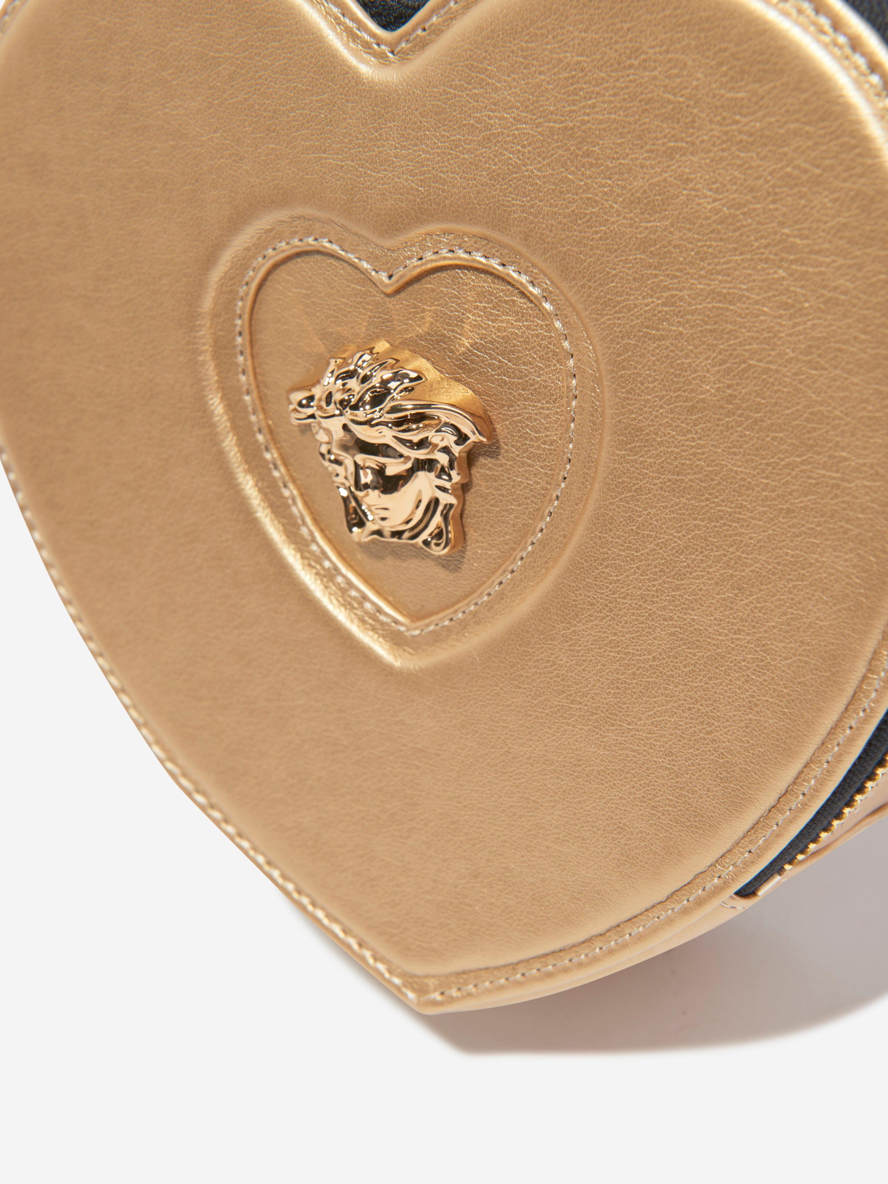 Versace Girls Leather Heart Shoulder Bag in Gold