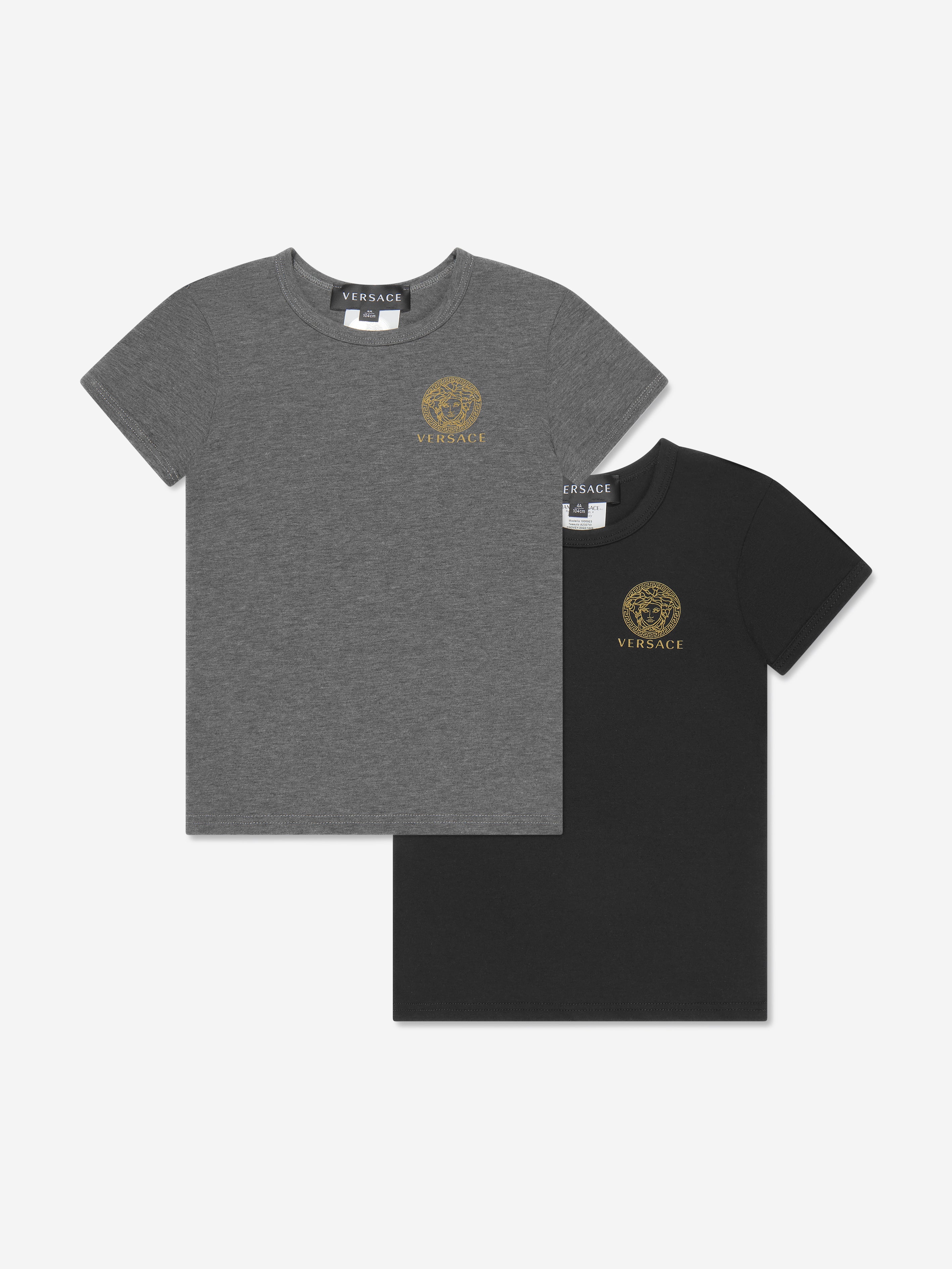 Versace Boys Logo T-Shirt Set (2 Pack) in Grey