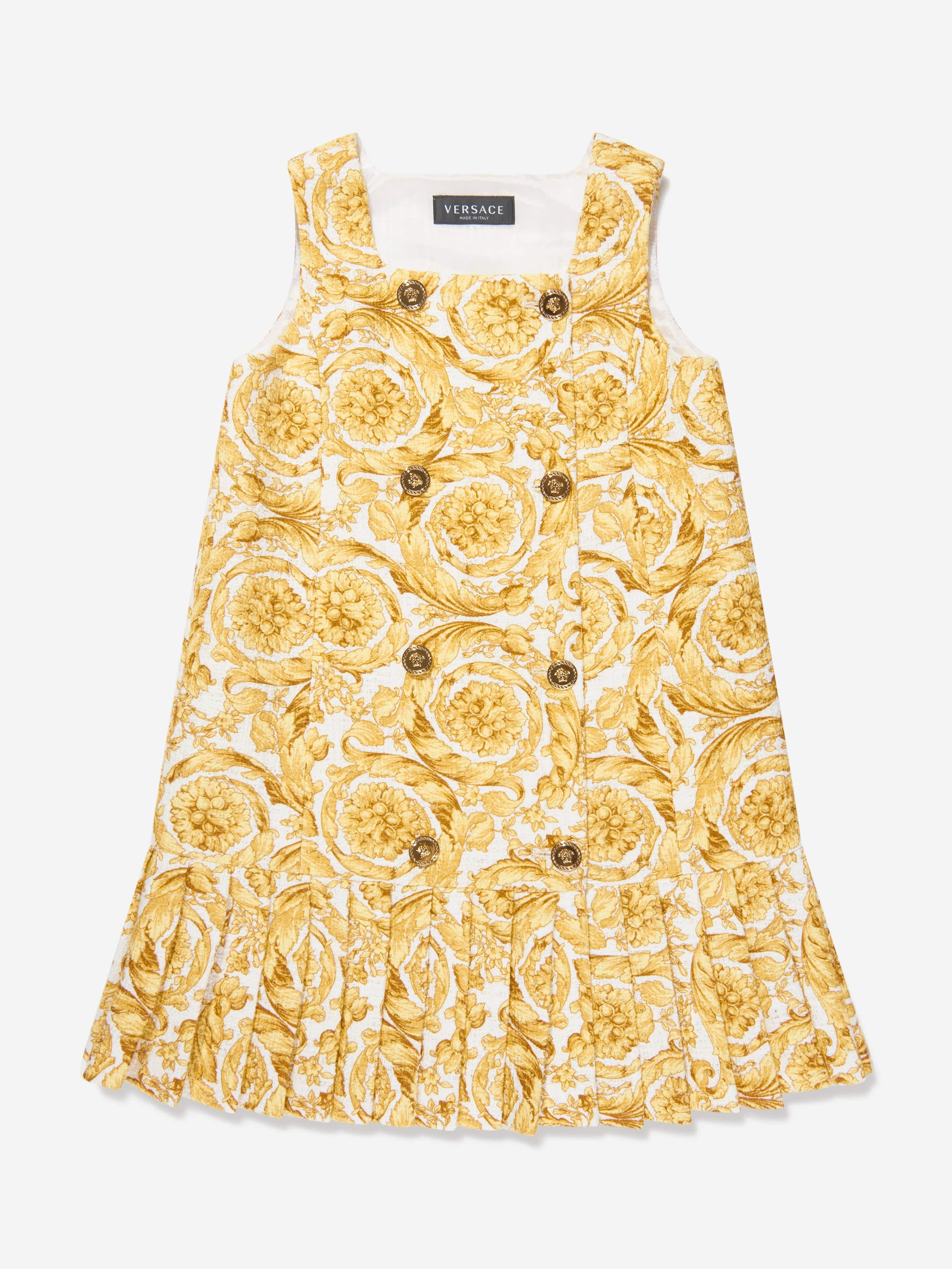 Versace Girls Sleeveless Barocco Dress in Gold