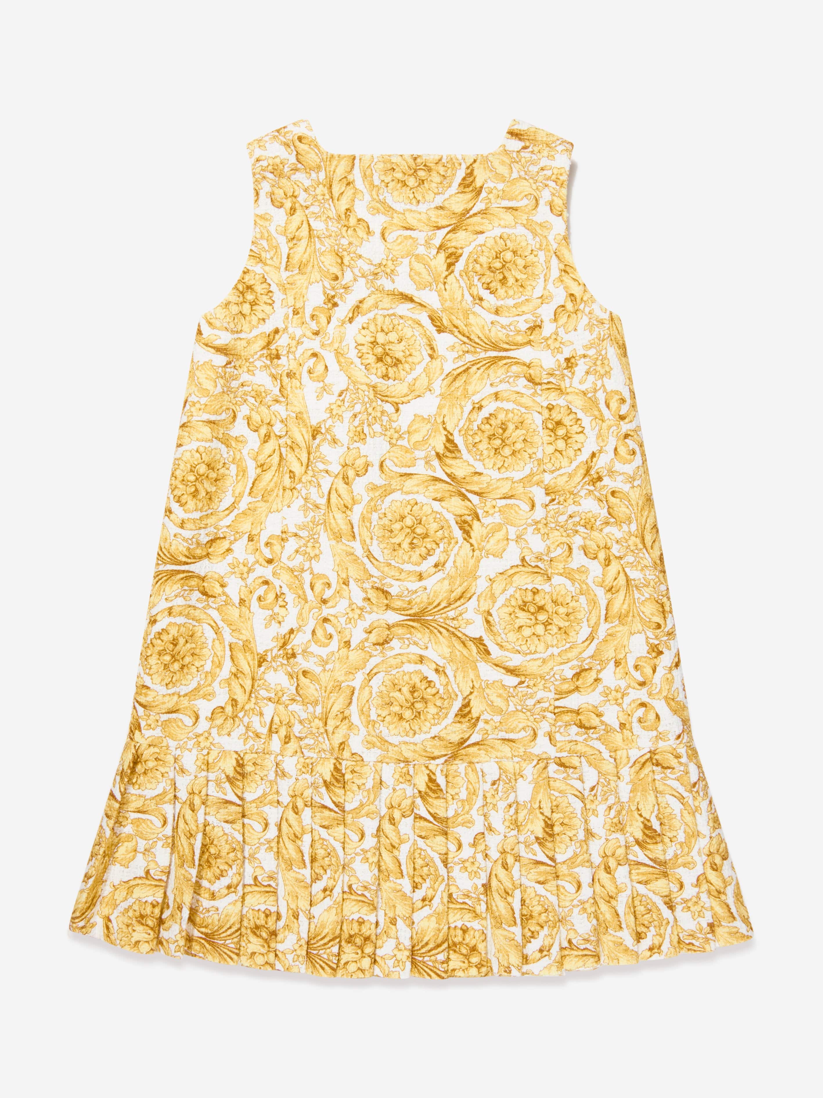 Versace Girls Sleeveless Barocco Dress in Gold