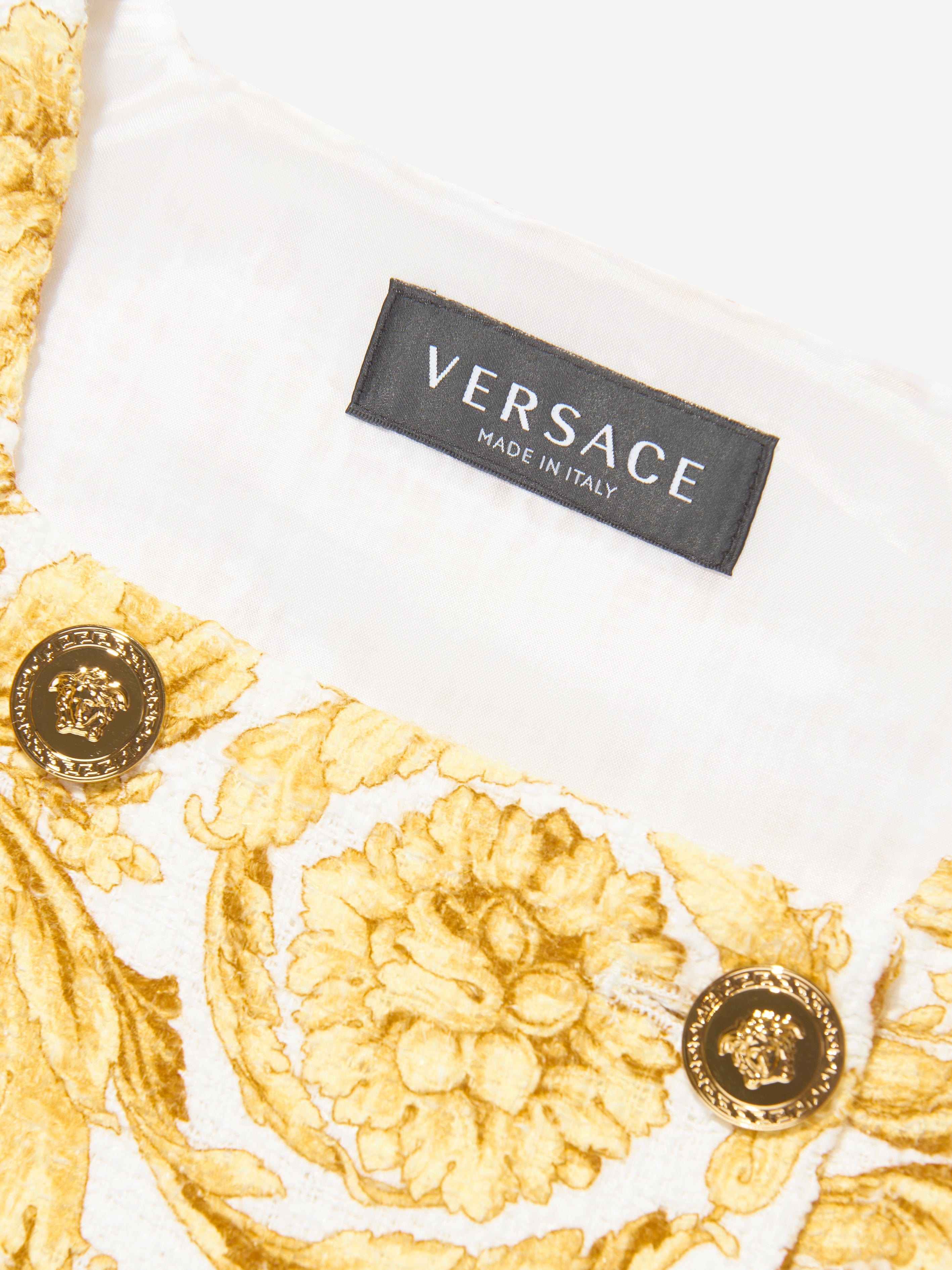 Versace Girls Sleeveless Barocco Dress in Gold