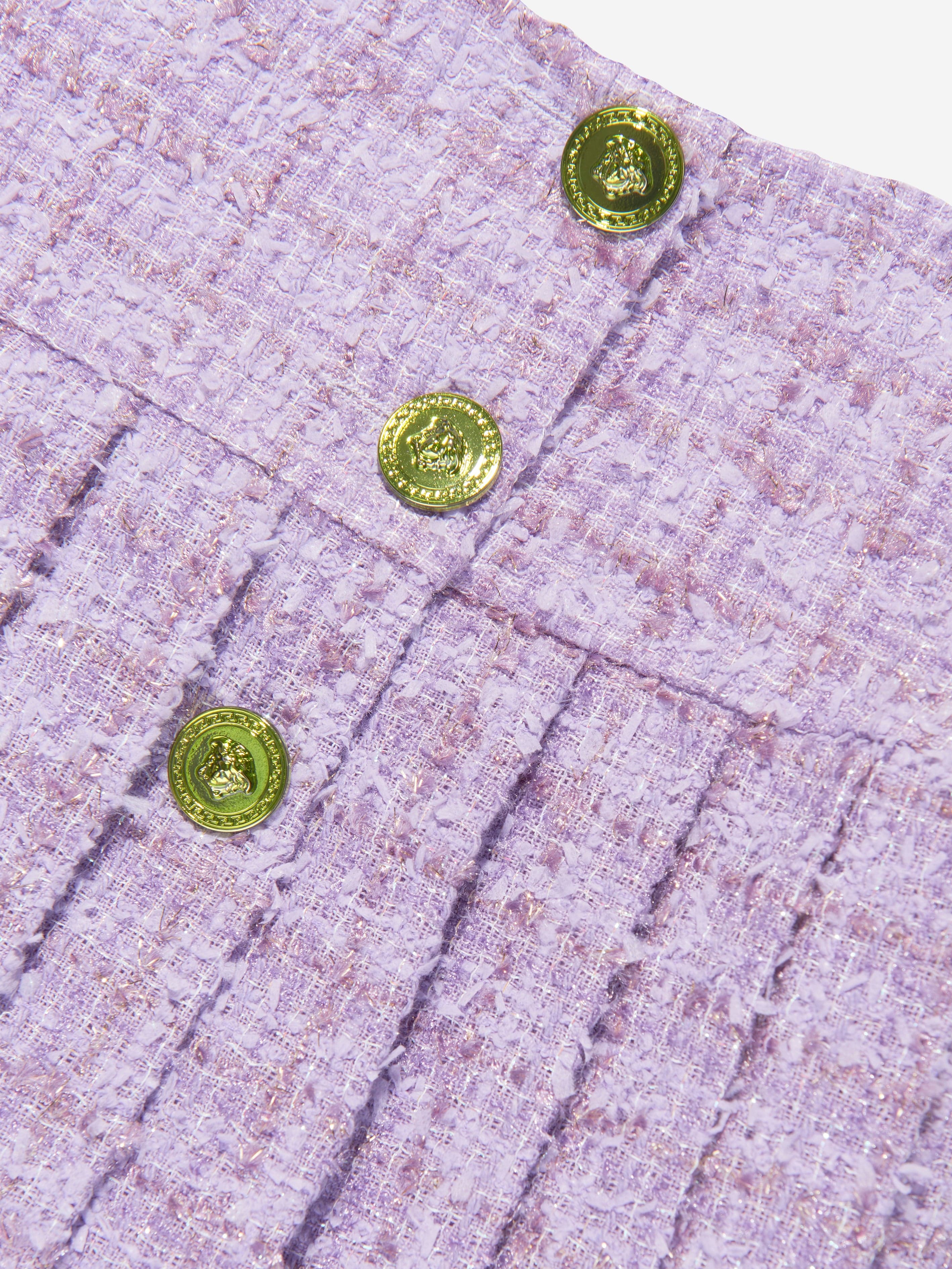 Versace Girls Pleated Tweed Skirt in Lilac