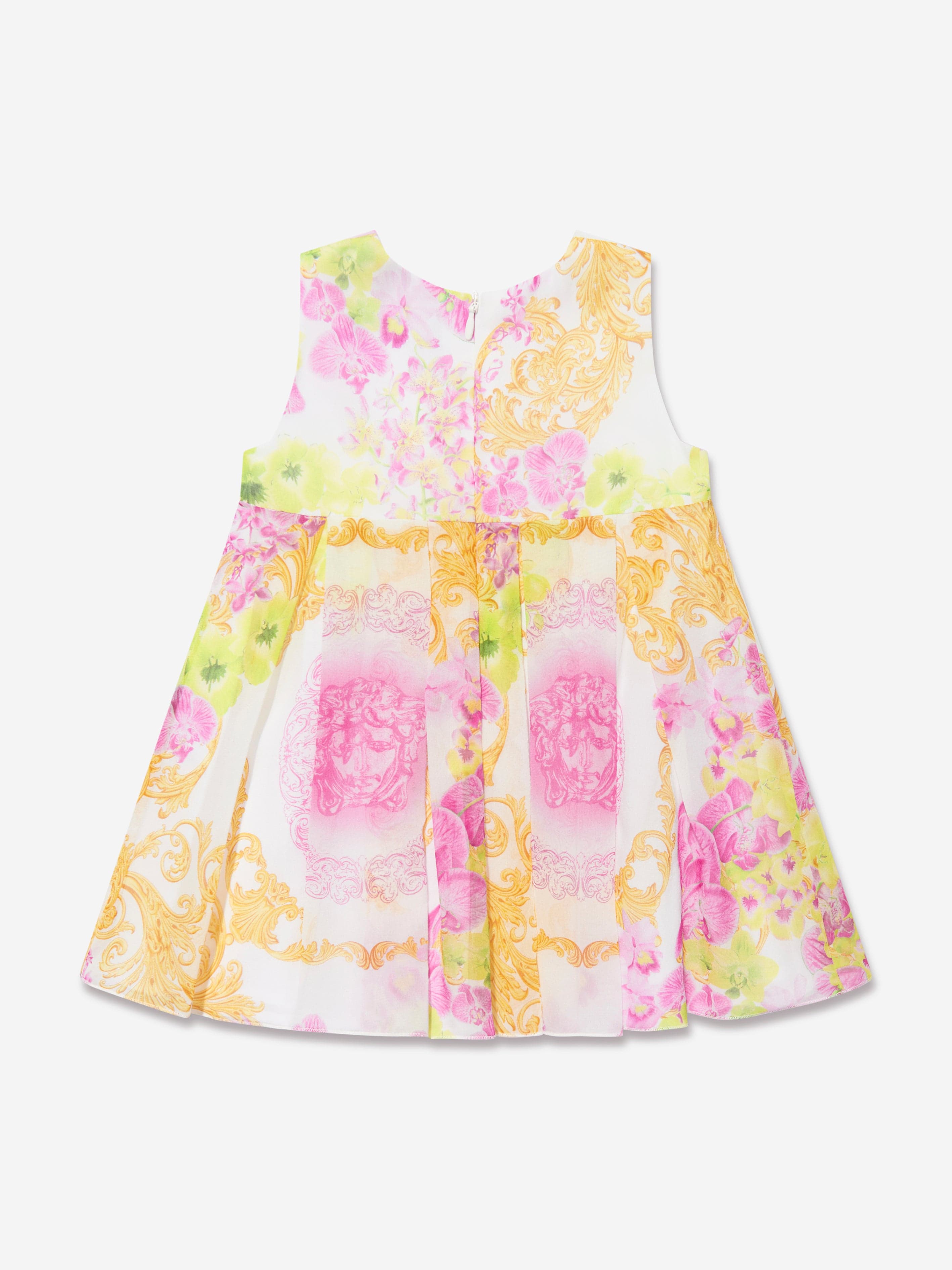 Versace Baby Girls Silk Sleeveless Orchid Dress in White