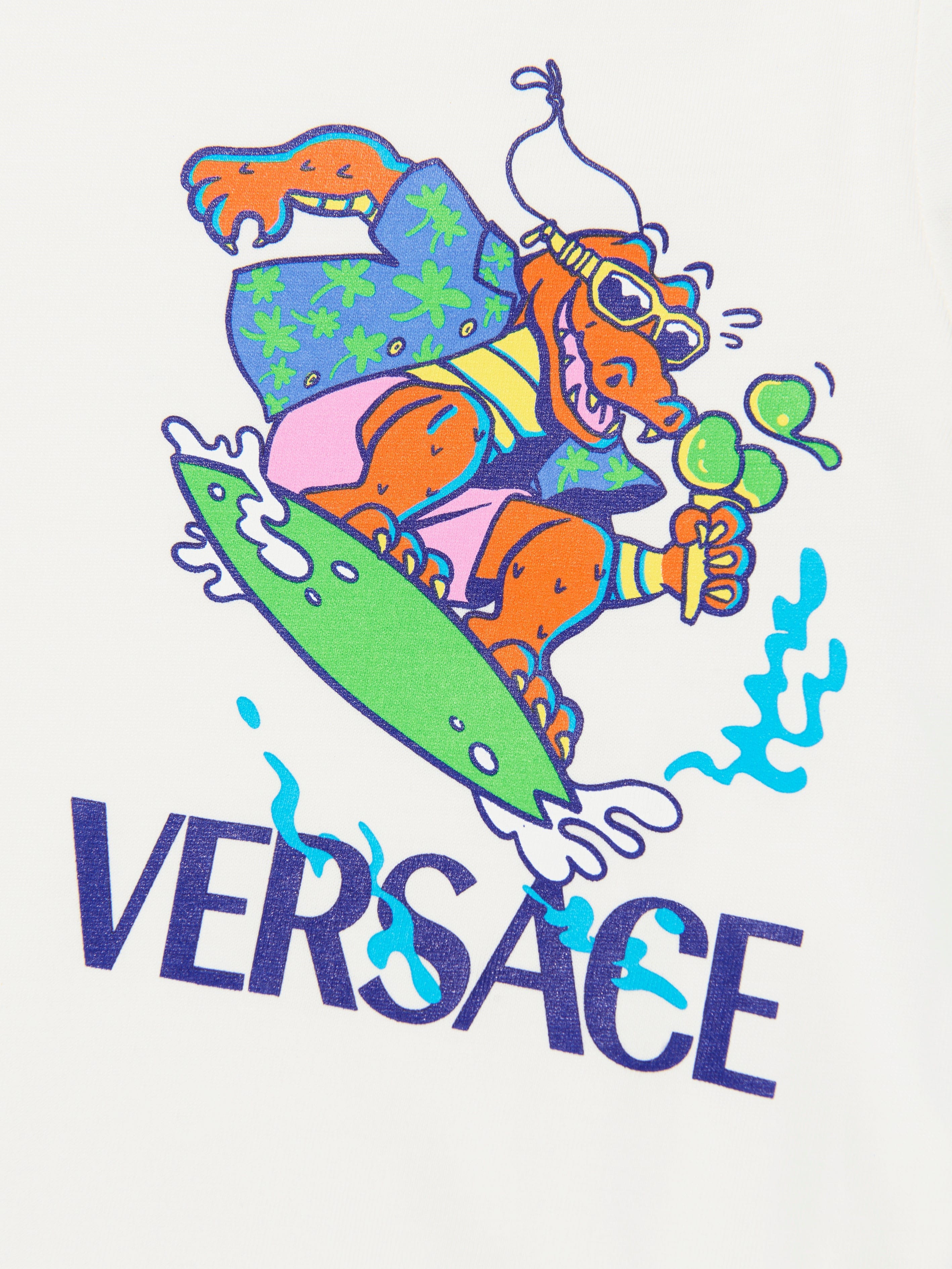 Versace Boys Crocodile Pocket Sleeve T-Shirt in White