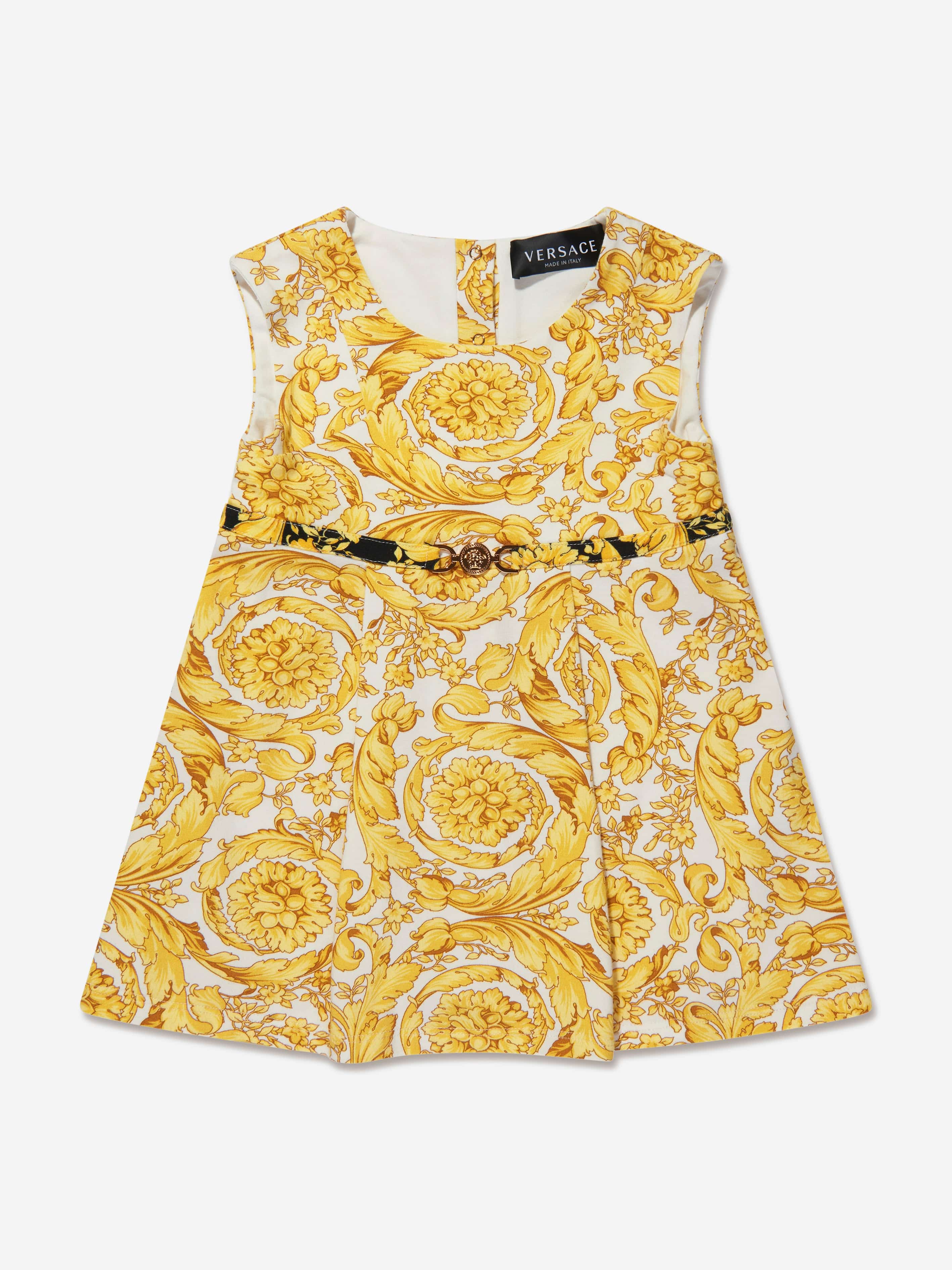 Versace Baby Girls Sleeveless Barocco Dress in Gold